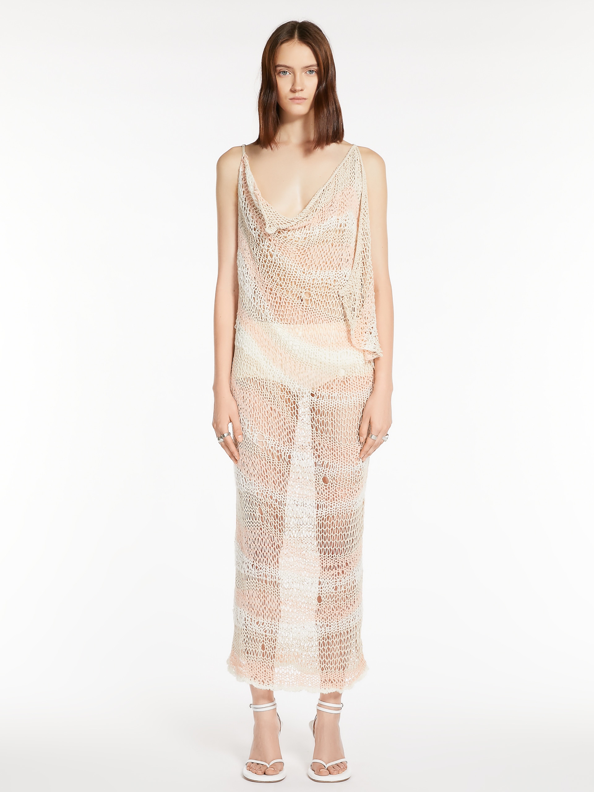 【SPORTMAX】[AFELIO1234]ディメンショナル ニットドレス WHYTO.｜レース コンビネーション ドレス ワンピース “race