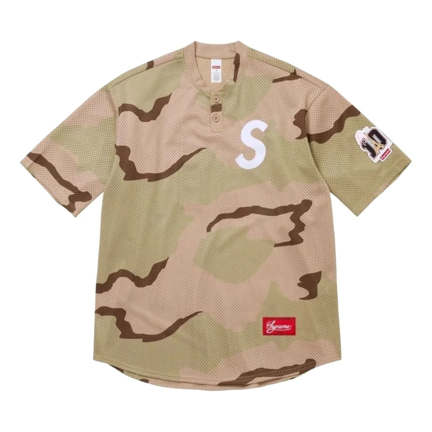 Supreme SS26 Paris Shop S Logo Baseball Henley 'Desert Camo' SUP-SS26-344-CMO - 1