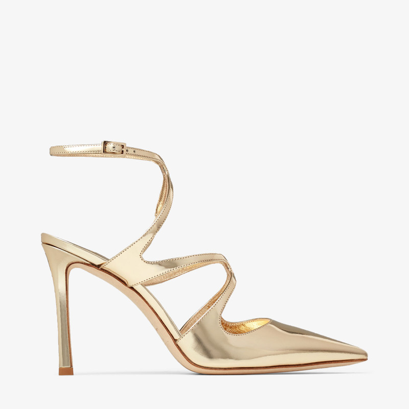 Azia Pump 95 Gold Liquid Metal Leather Pumps 1