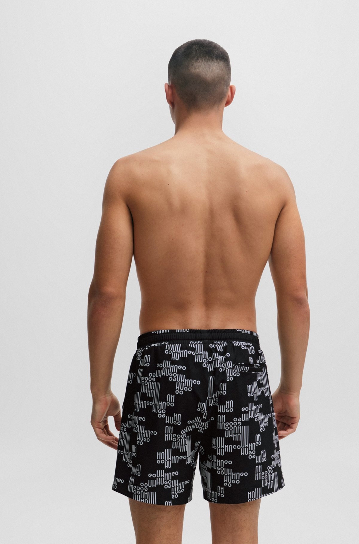 FULLY LINED SWIM SHORTS WITH ALL-OVER LOGOS - 4