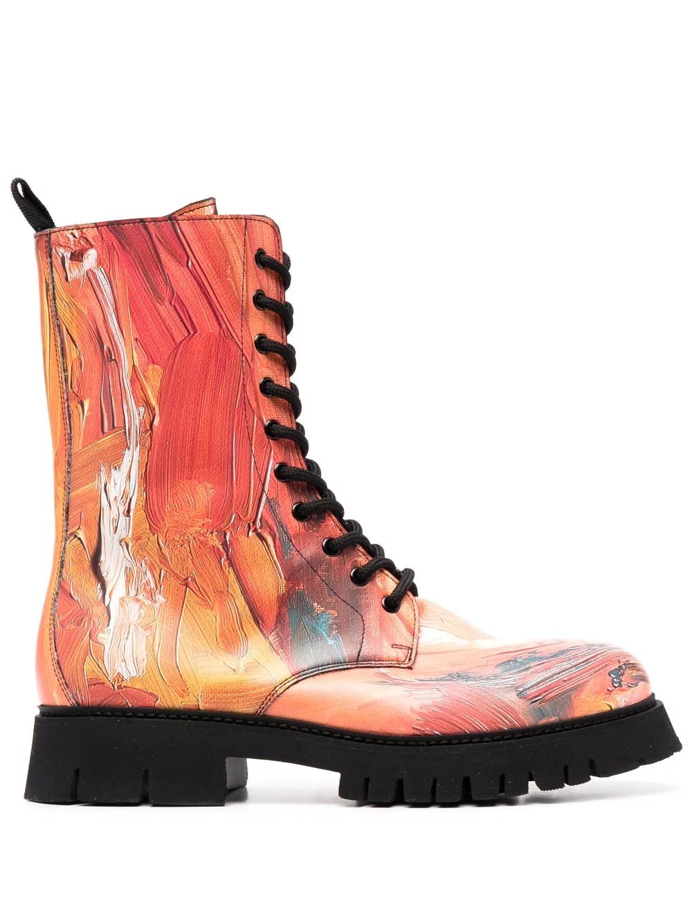 abstract-print combat boots - 1