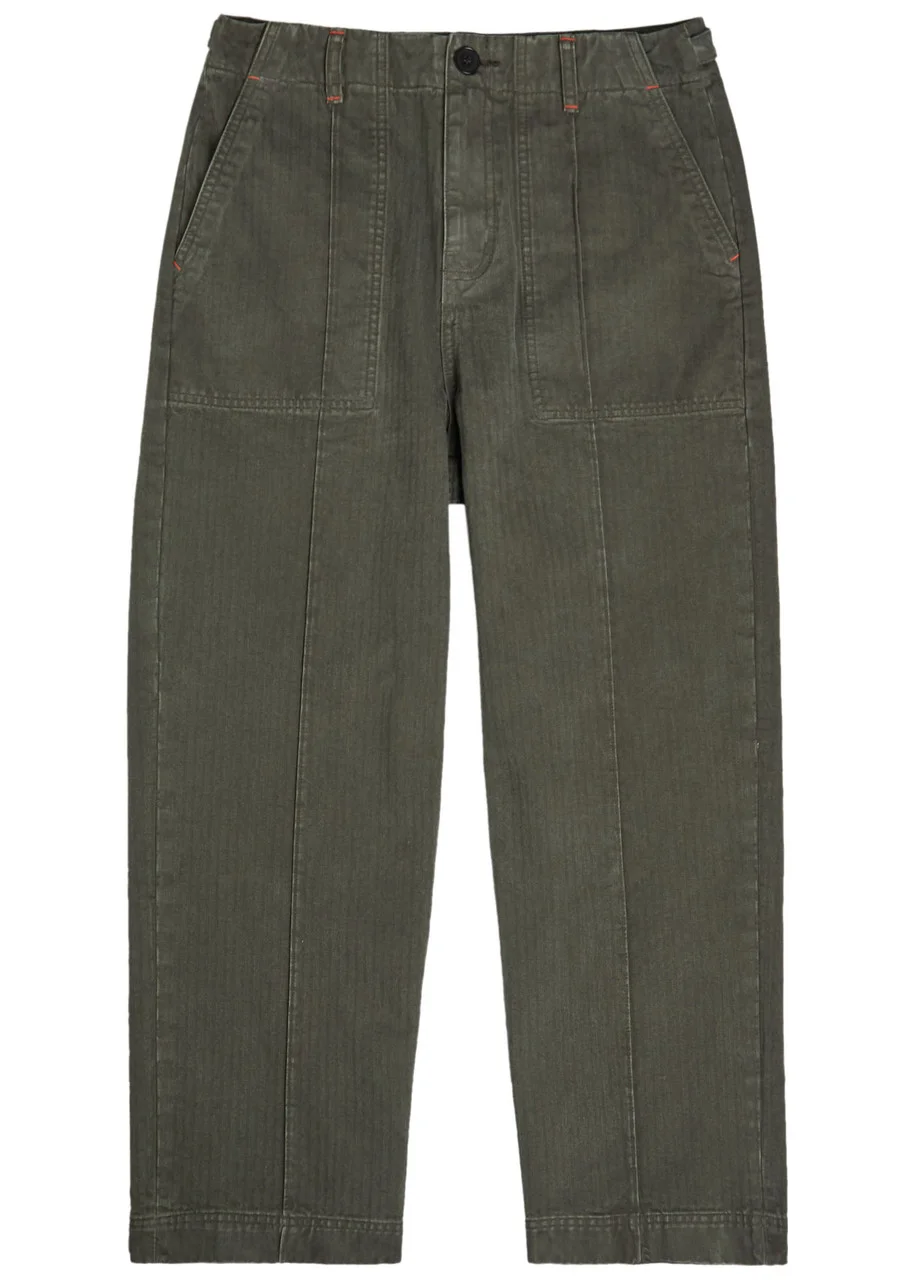 The Elder Statesman Dundy Herringbone Cotton Trousers - 1