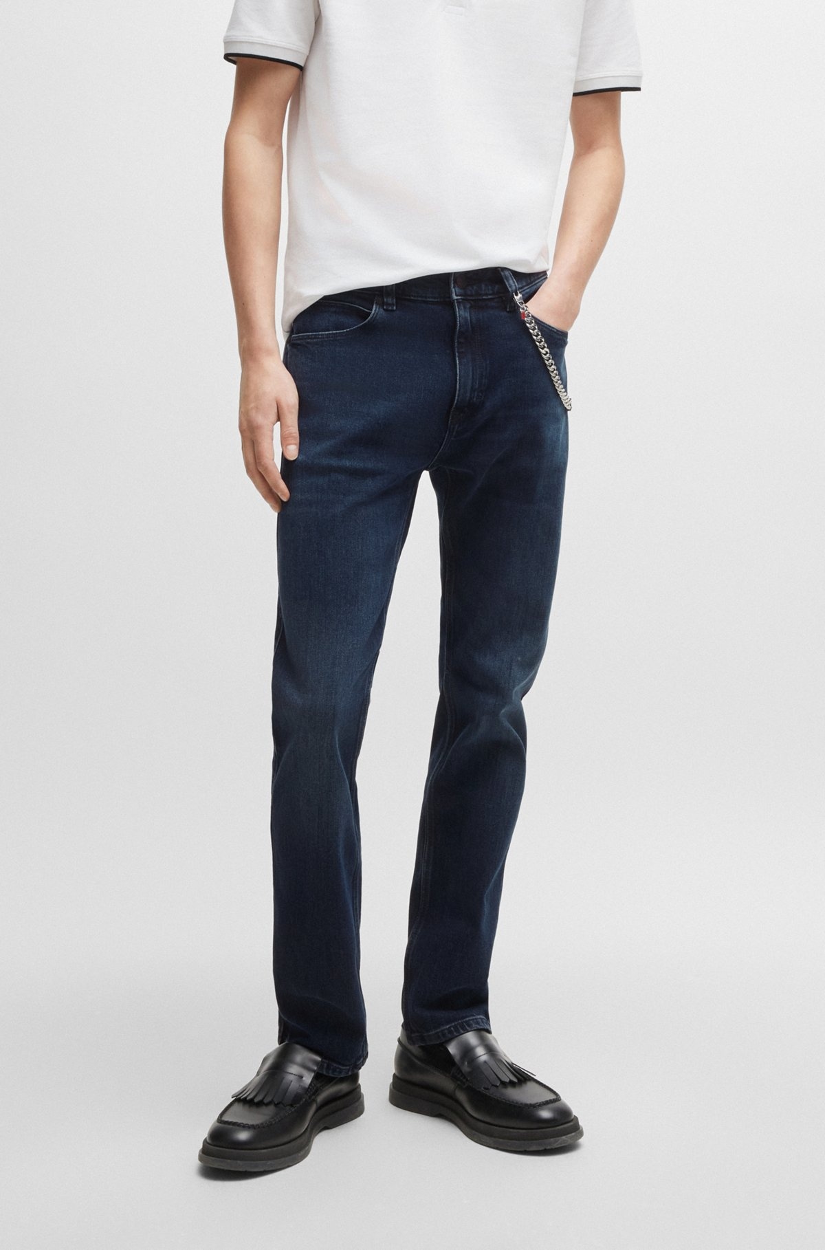 SLIM-FIT JEANS IN BLUE-BLACK STRETCH DENIM - 2