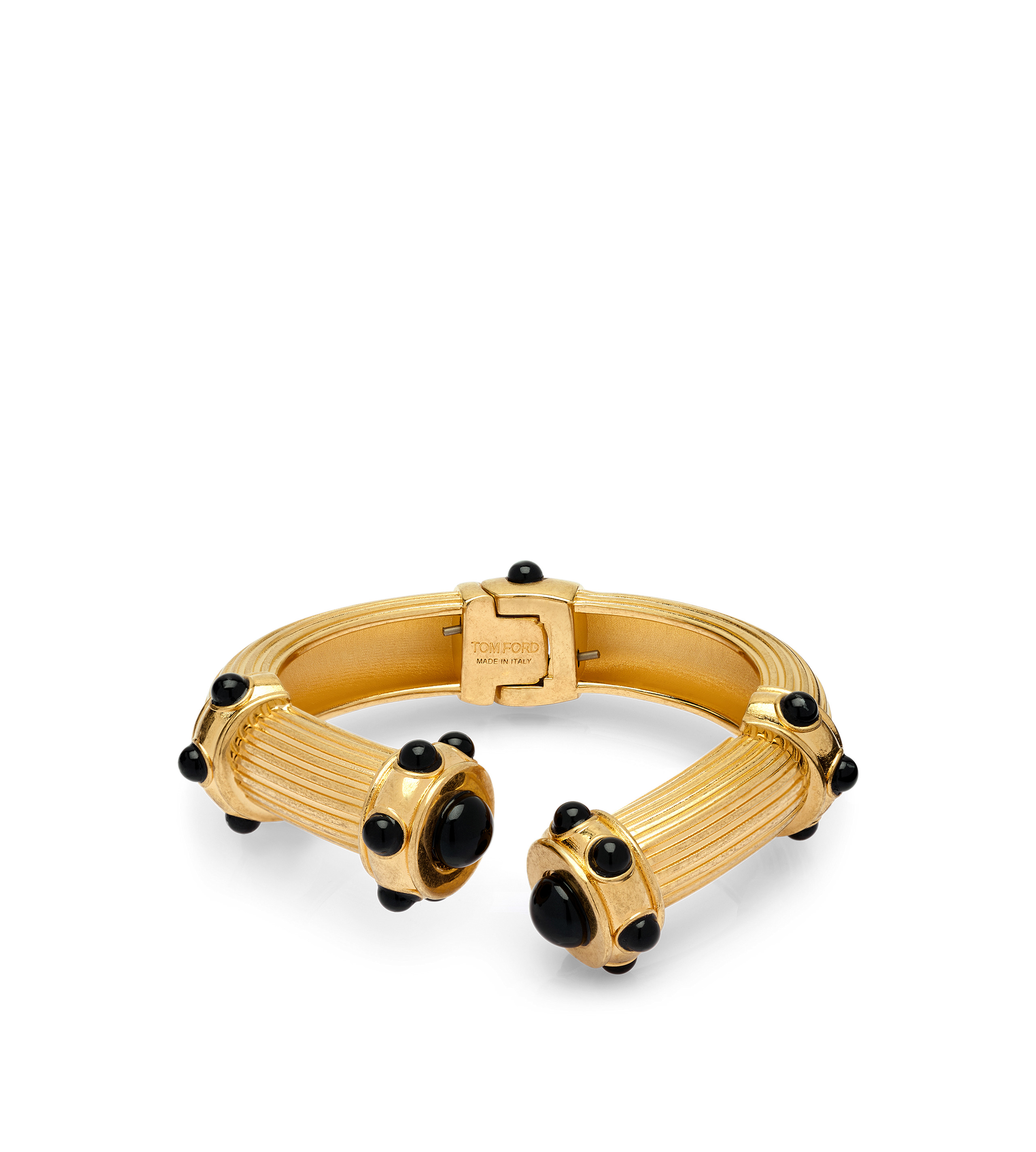 BRASS AND CRYSTAL CABOCHONS CUFF - 1