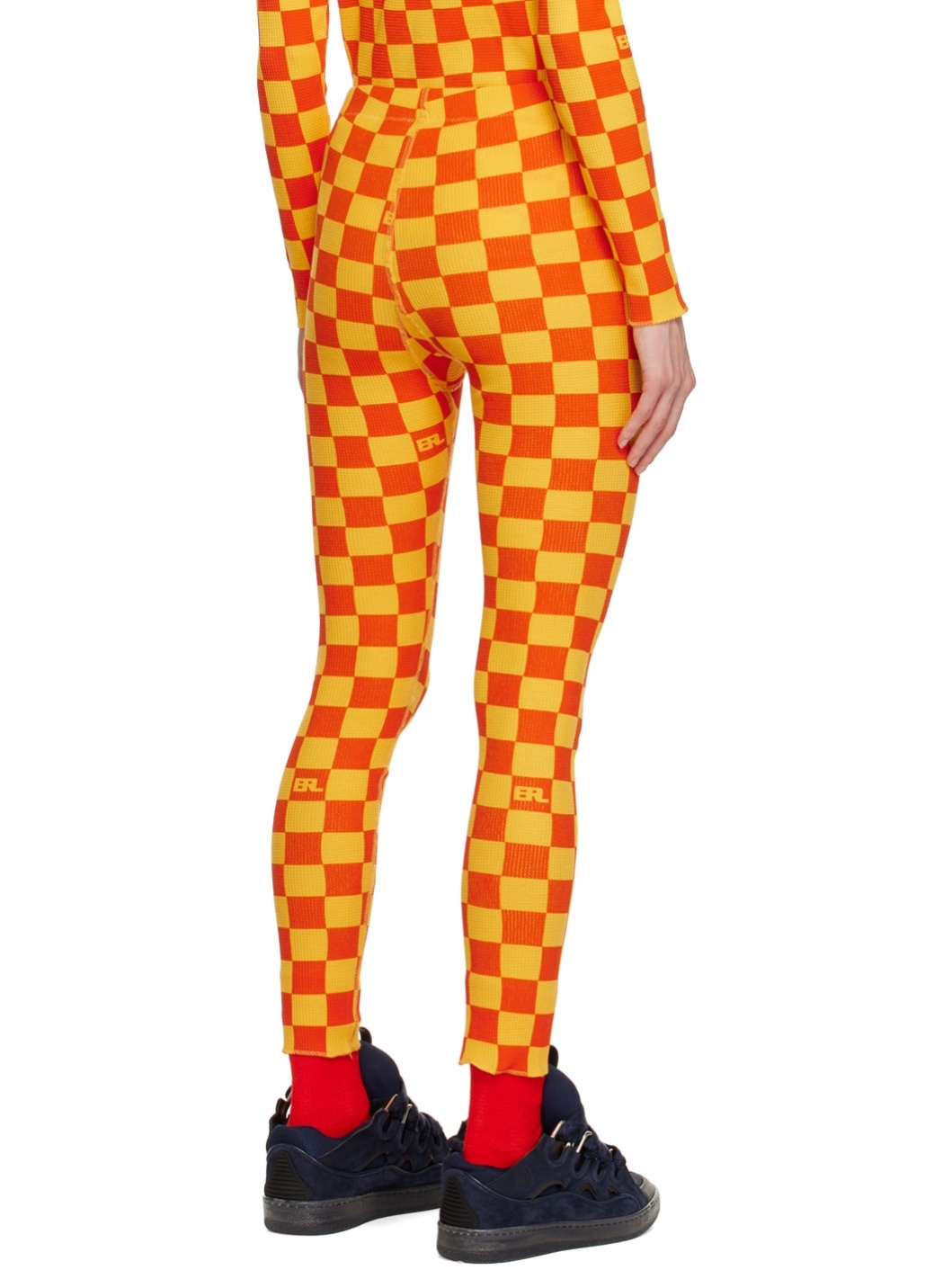 Yellow & Orange Checkered Leggings - 3