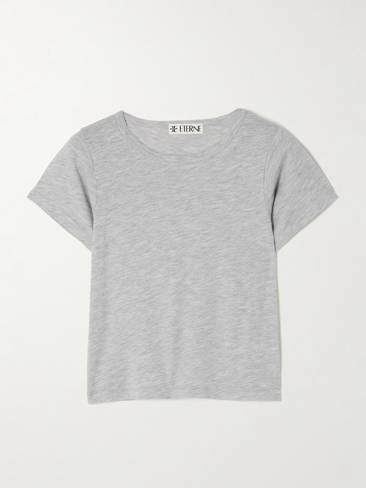 Baby Tee cropped cotton and modal-blend jersey T-shirt Gray - 1