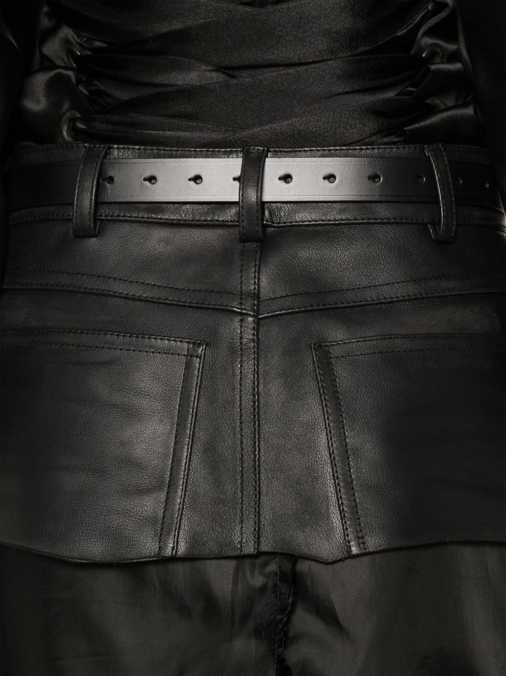leather-panel midi skirt - 5