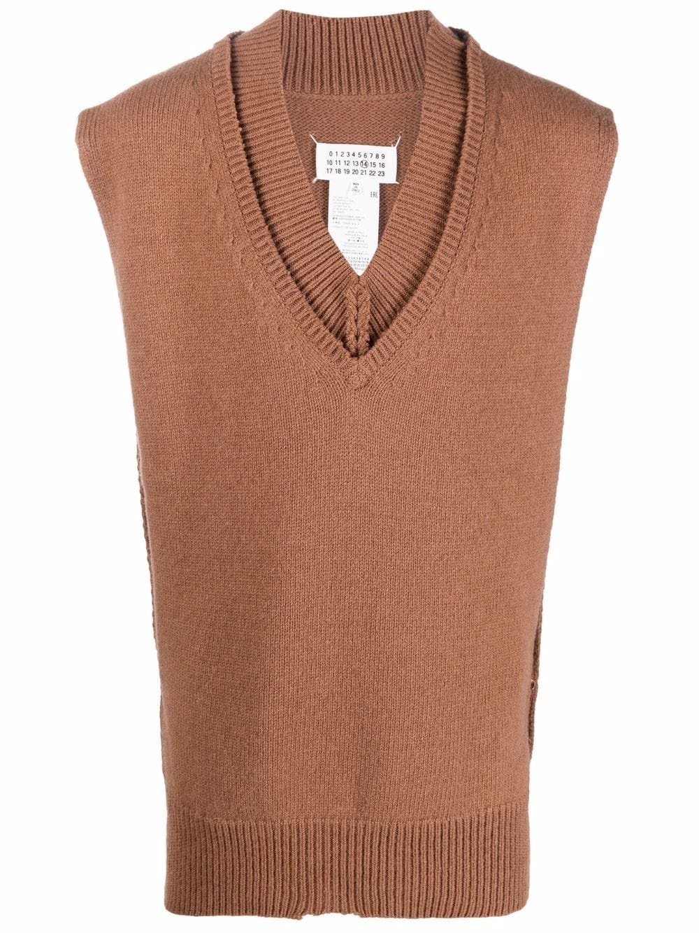 V-neck sleeveless knitted jumper - 1