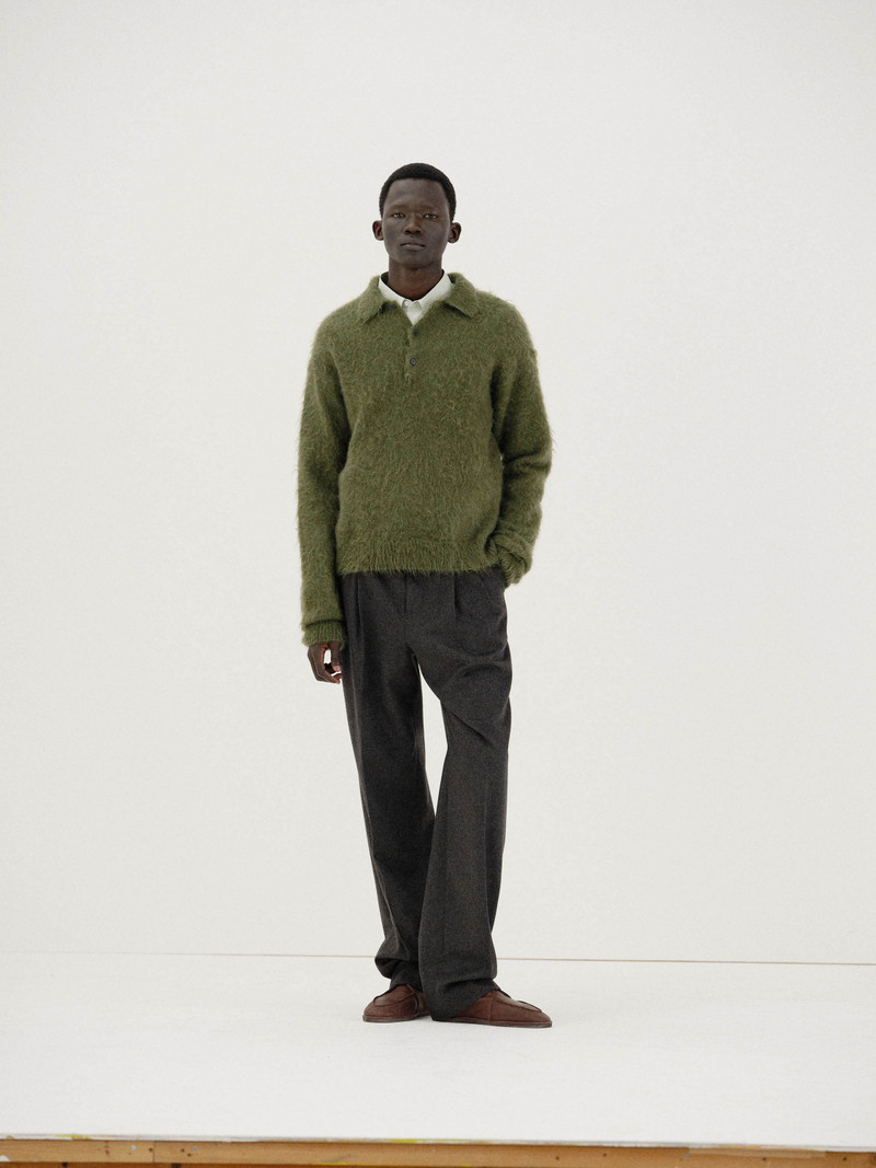 AURALEE BRUSHED SUPER KID MOHAIR KNIT POLO outlook