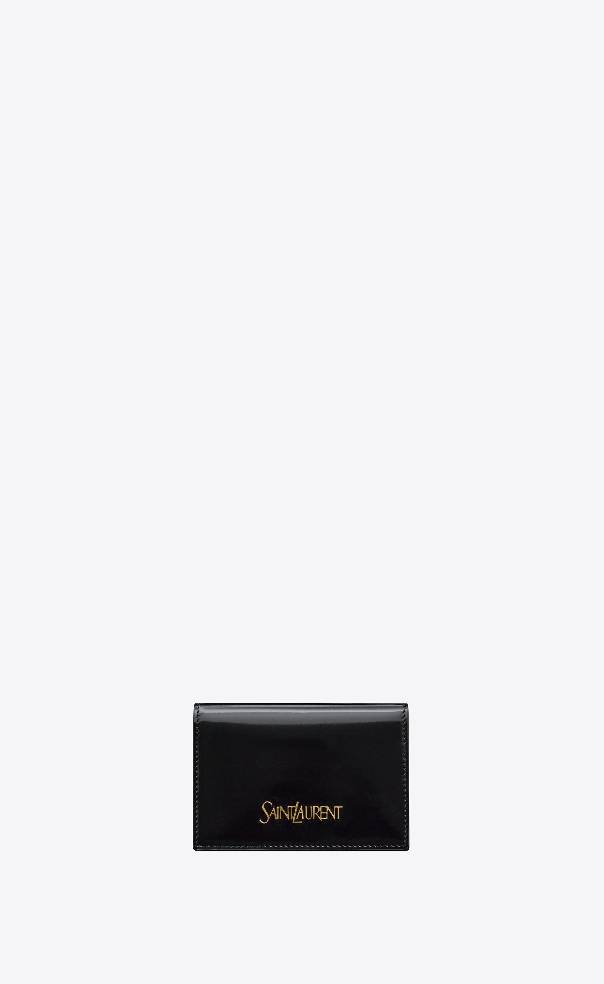 saint laurent business card case in brushed leather - 1
