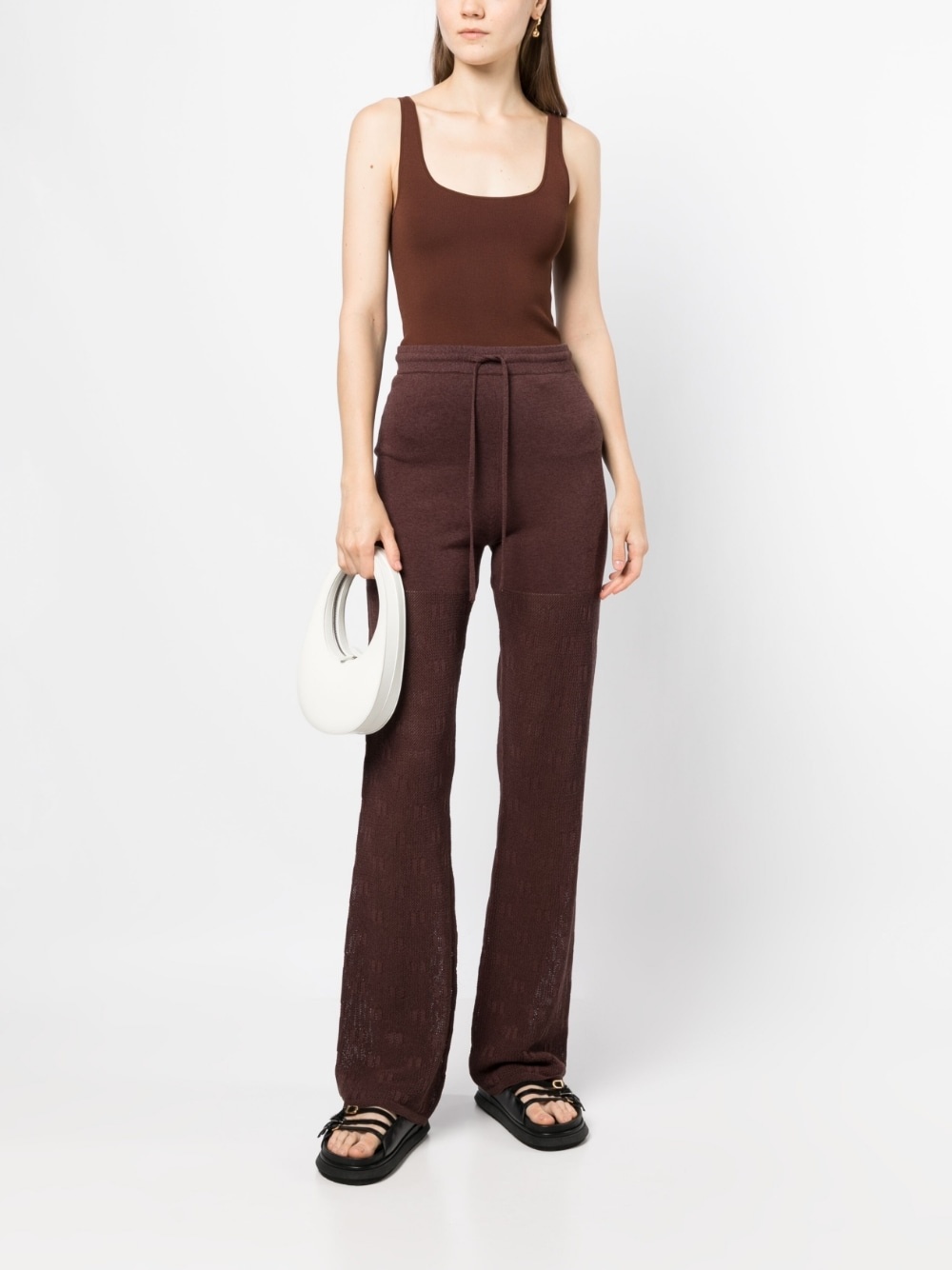 logo-knit crochet trousers - 2