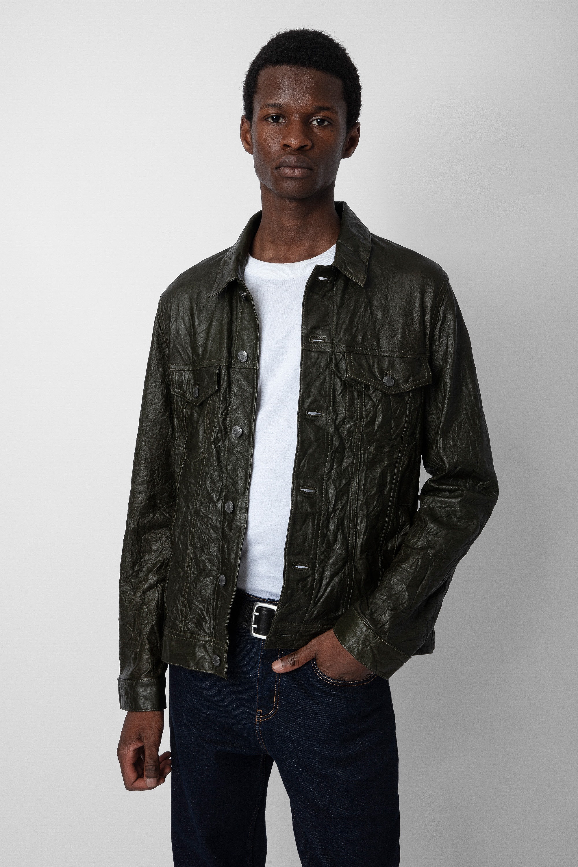 Base Crinkled Leather Jacket - 2