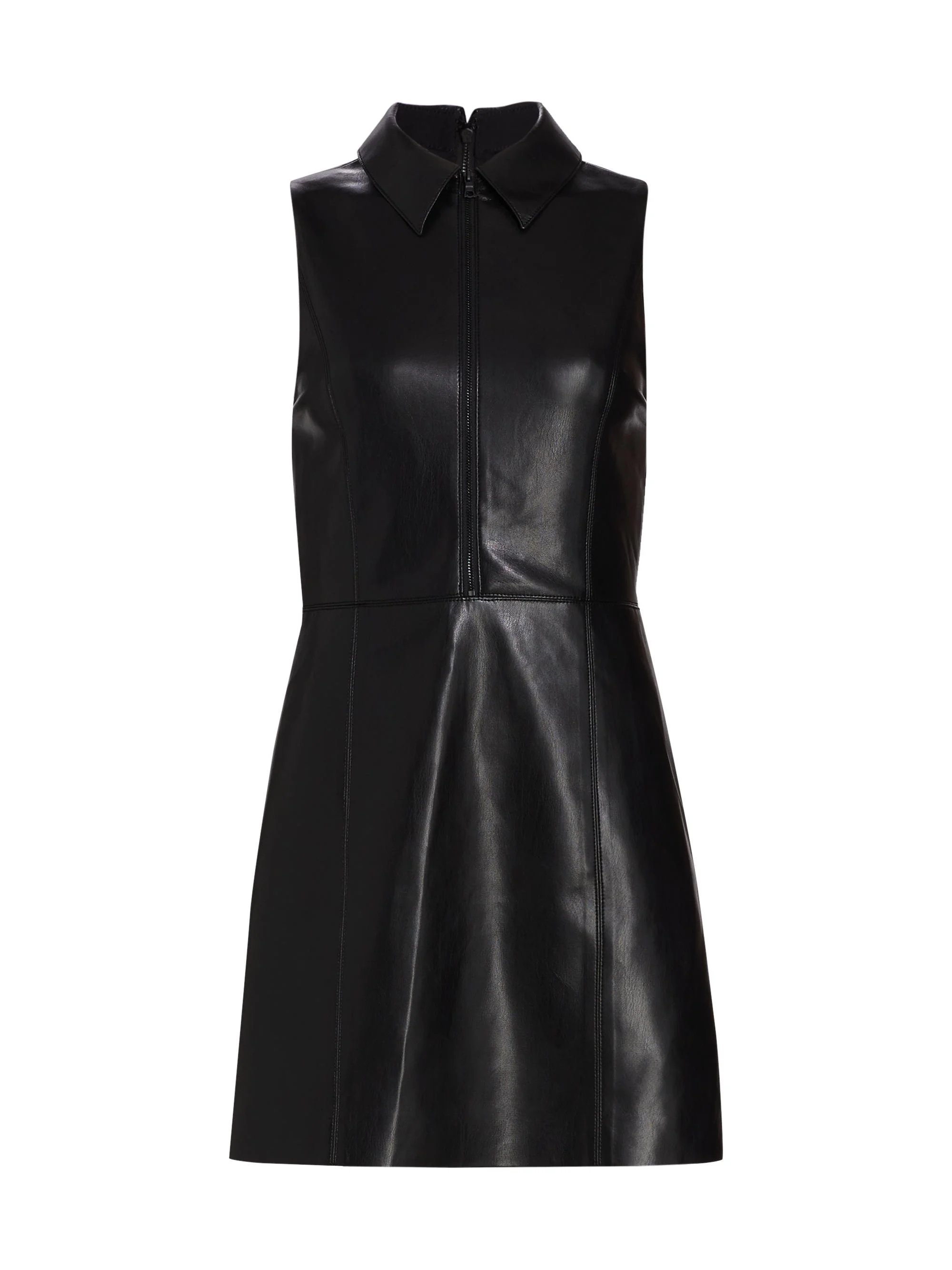 Women's Ellis Zip-Front Vegan Leather Minidress - Black - 1