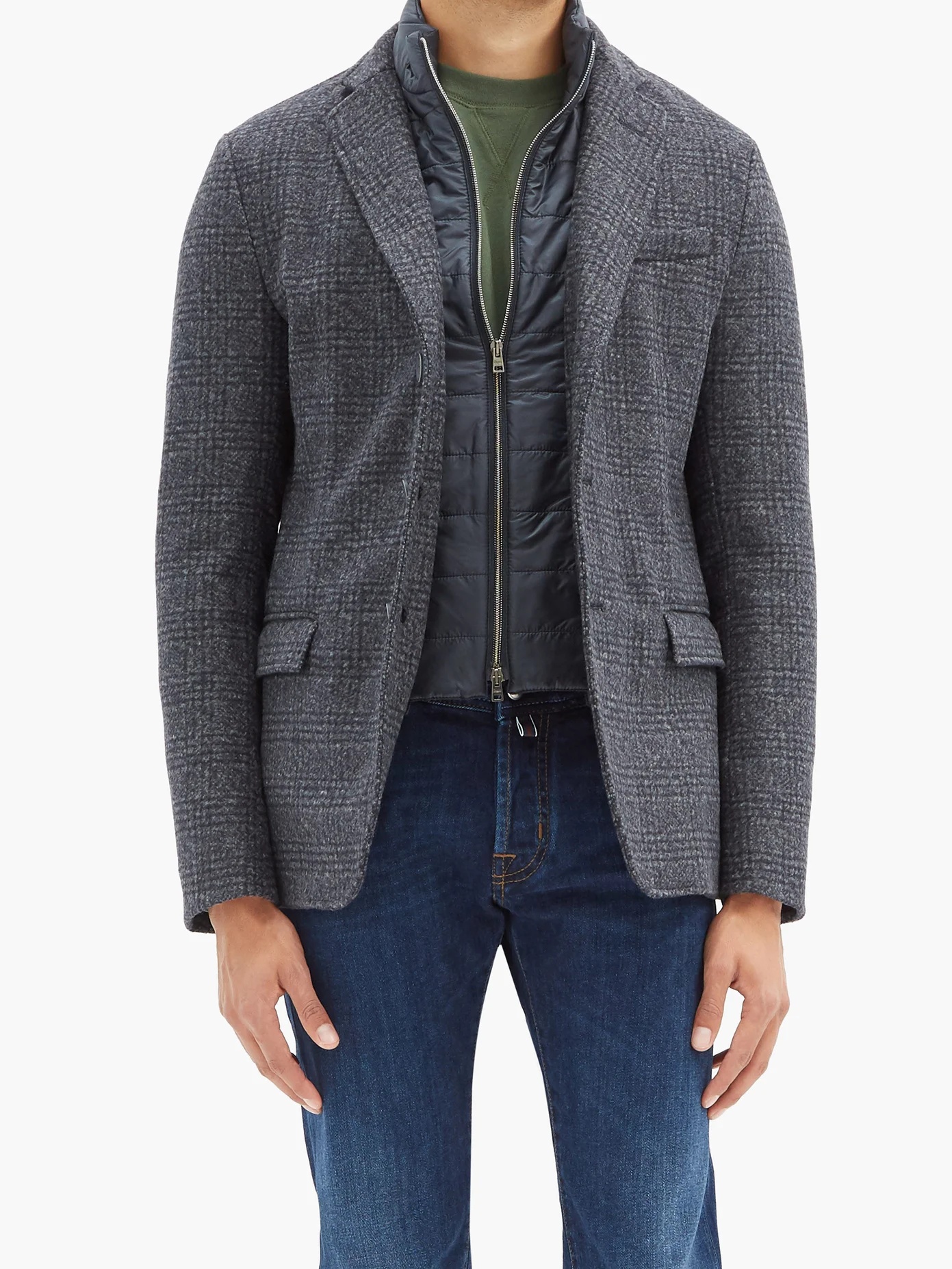 La Giacca checked wool-blend jacket - 2