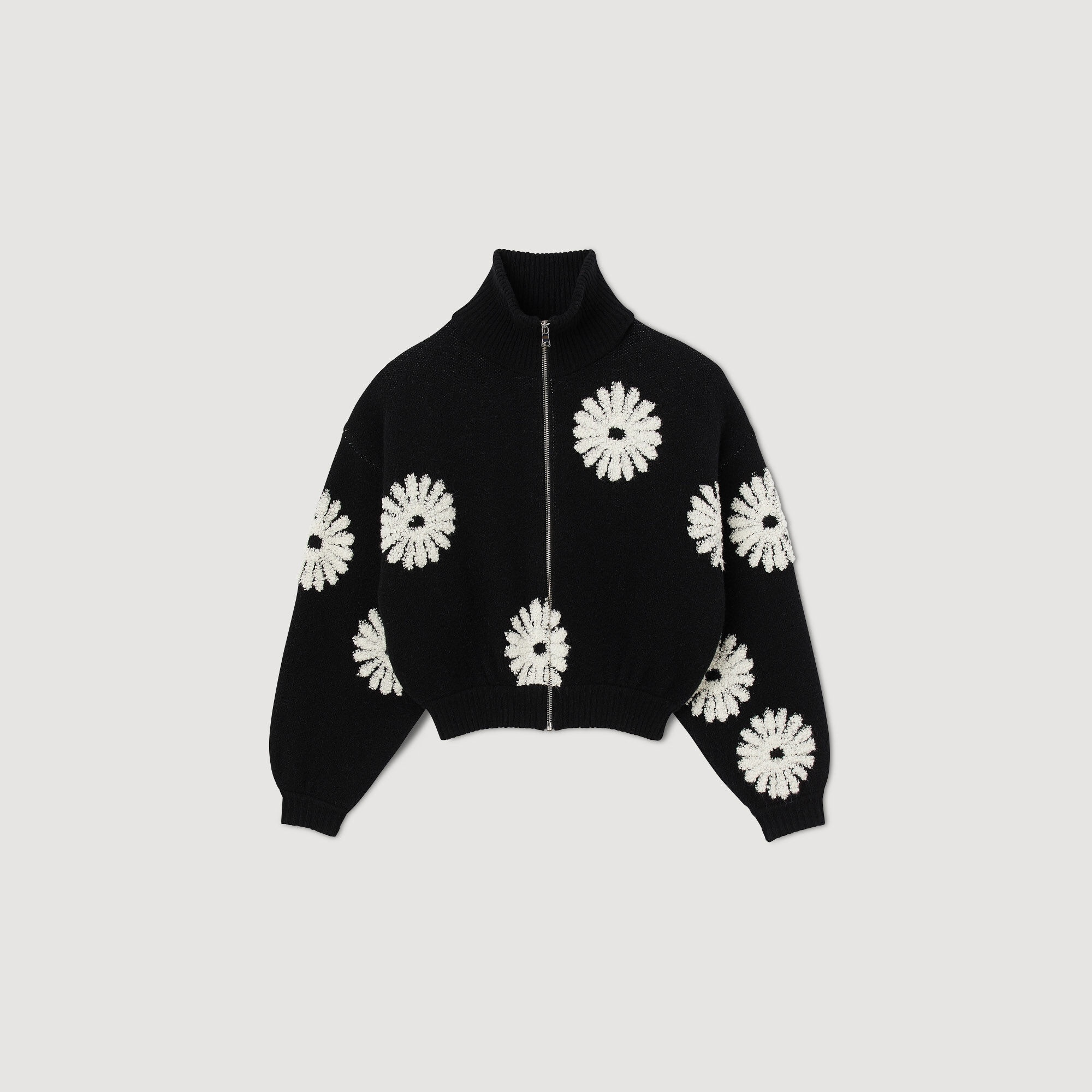 FLORAL TRUCKER-STYLE SWEATER - 1