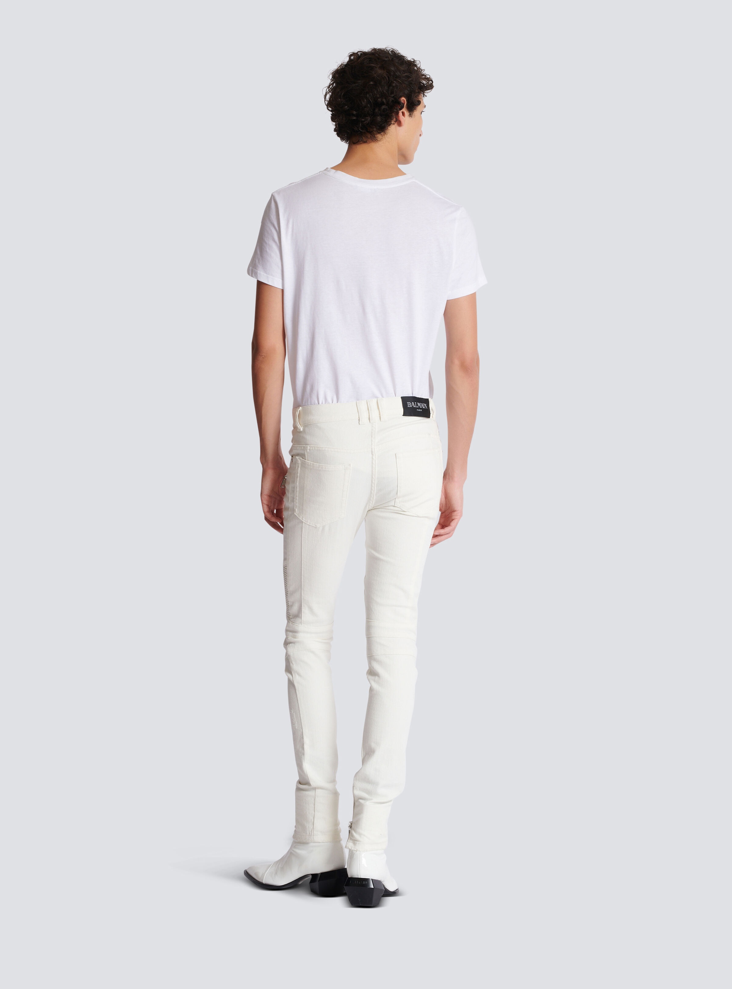 Biker jeans in white denim - 4