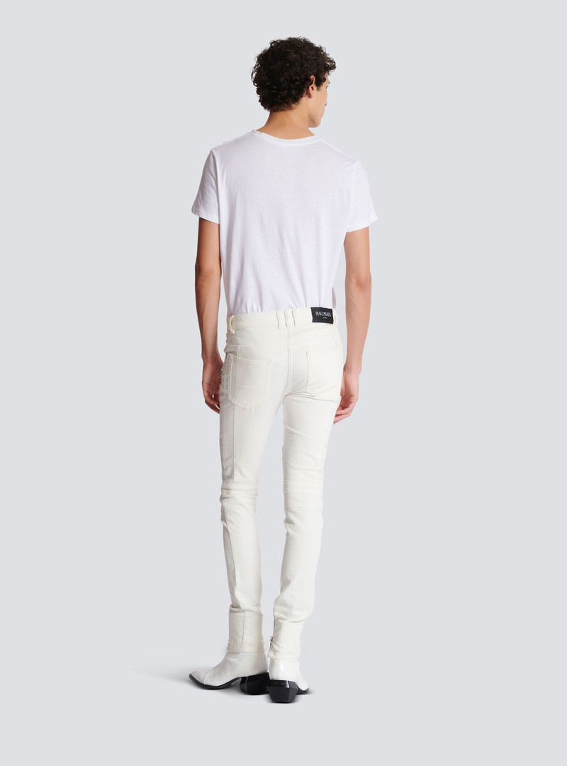 Biker jeans in white denim 4