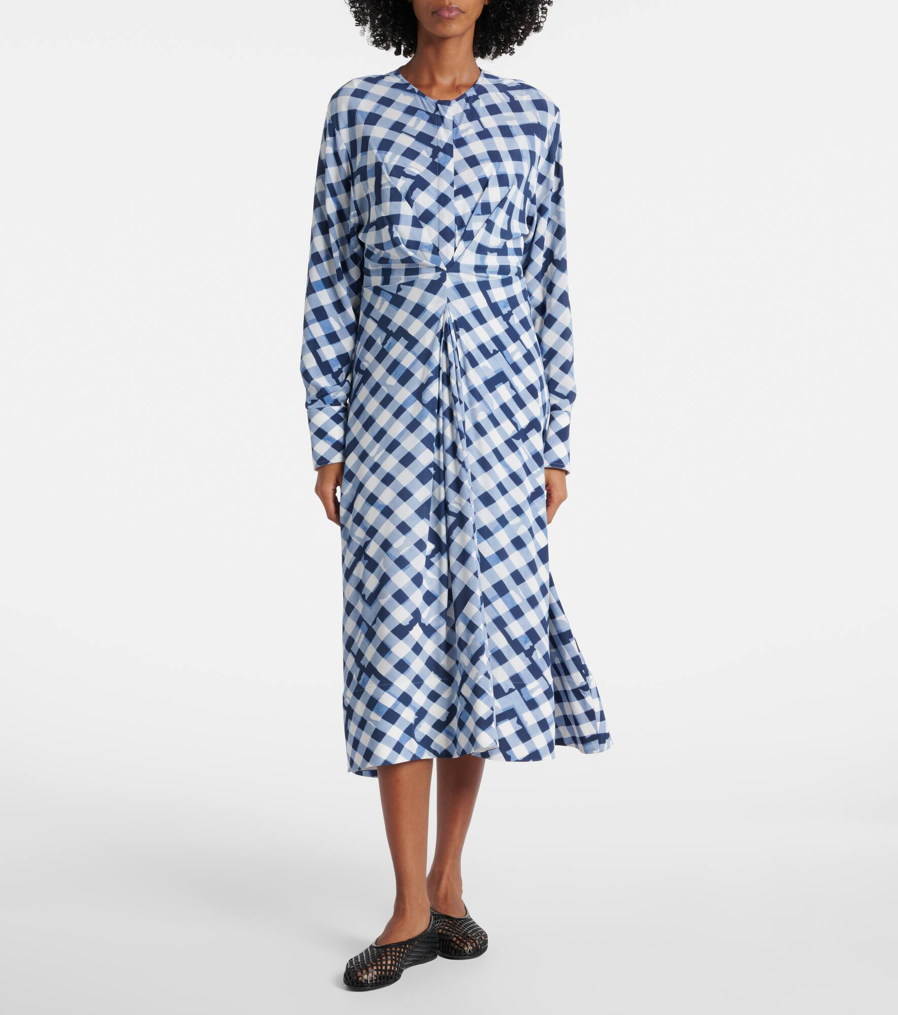 Checked gathered midi dress - 2