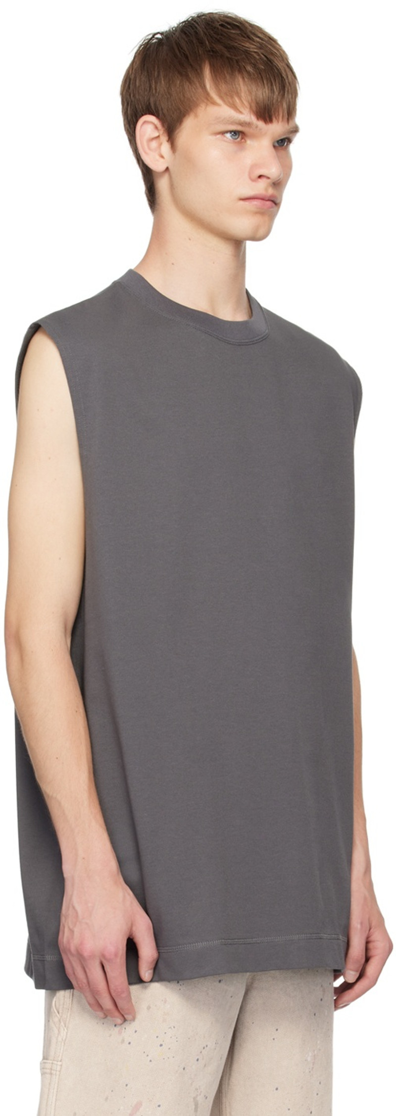 N.Hoolywood Gray Crewneck Tank Top outlook