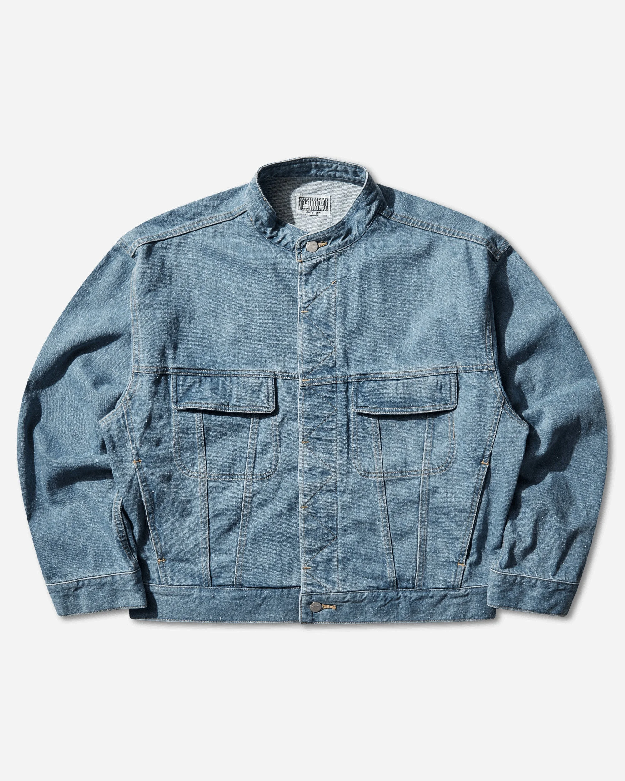 Men's Washed Nep Denim Trucker Jacket Indigo - 1