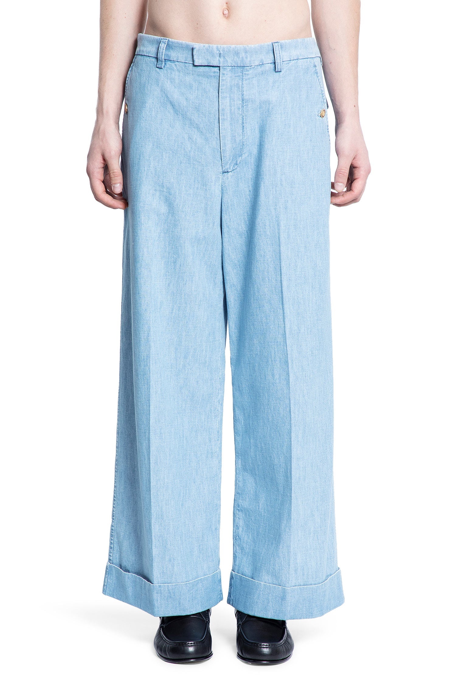 Cuffed-Denim-Trousers - 1