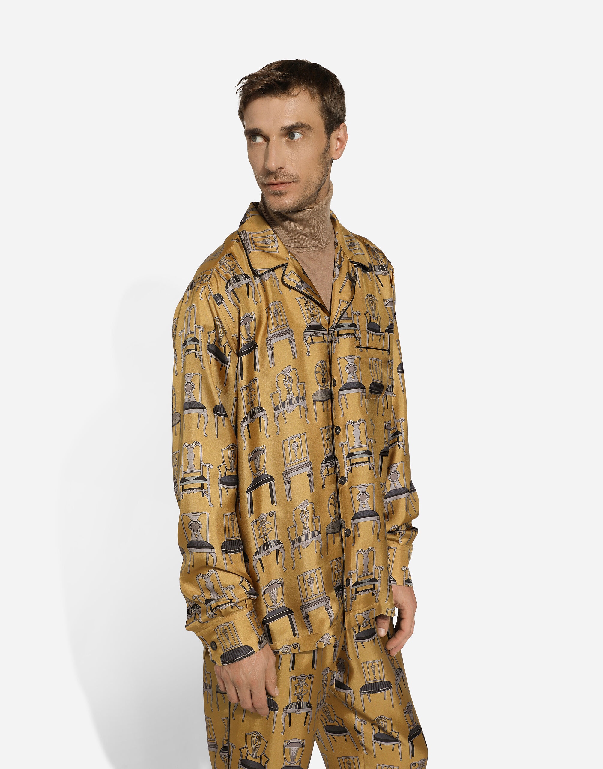 Silk twill shirt with seat print - 4