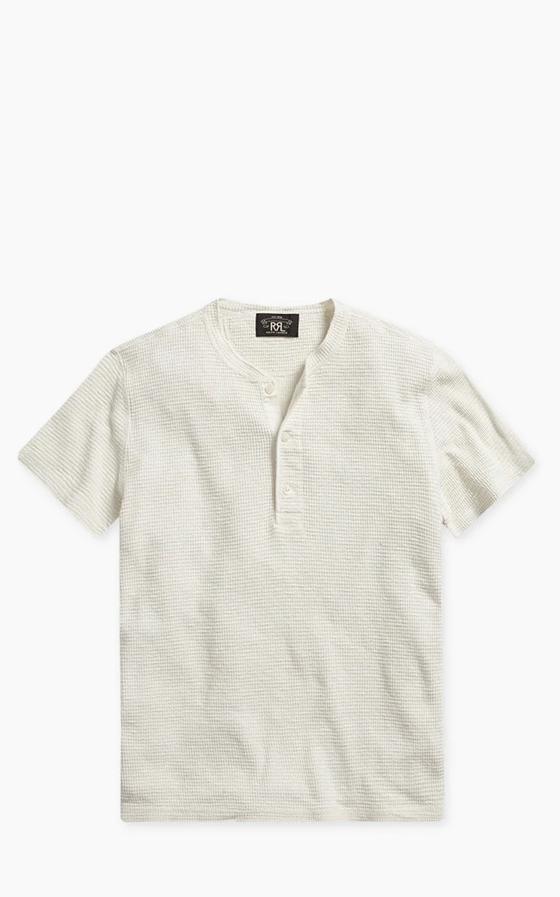 RRL WAFFLE-KNIT HENLEY SHIRT PAPER WHITE - 1