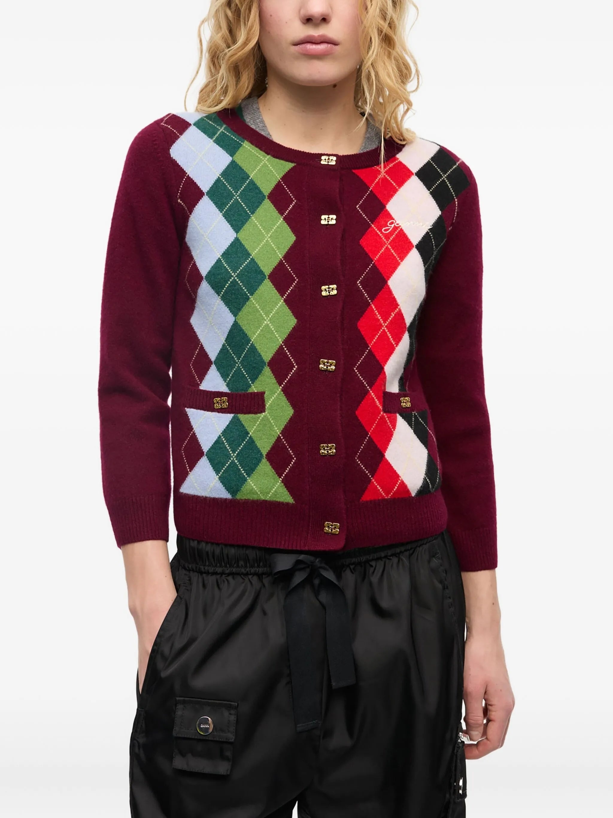 Argyle-pattern Cardigan - 4