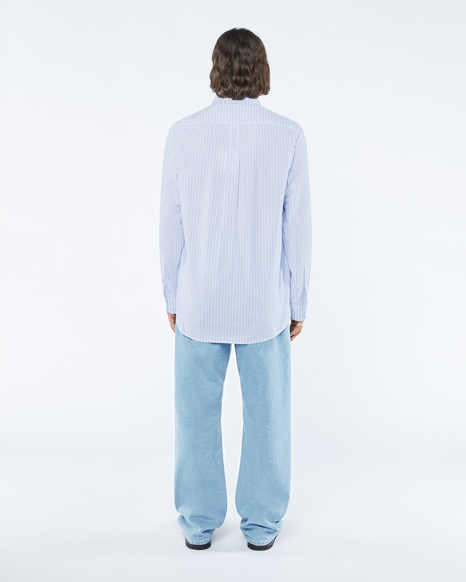 KALEB - Striped cotton shirt - White/ blue - 3