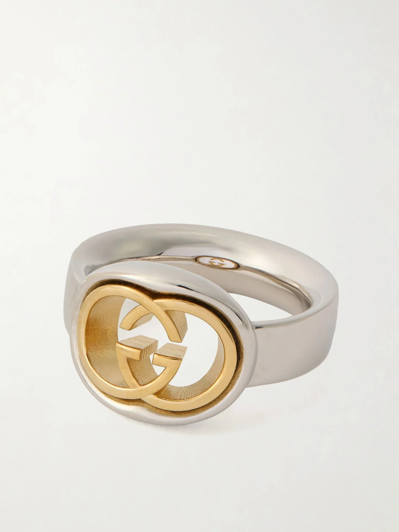 Interlocking G Logo-Embossed Gold and Silver-Tone Ring Silver - 1