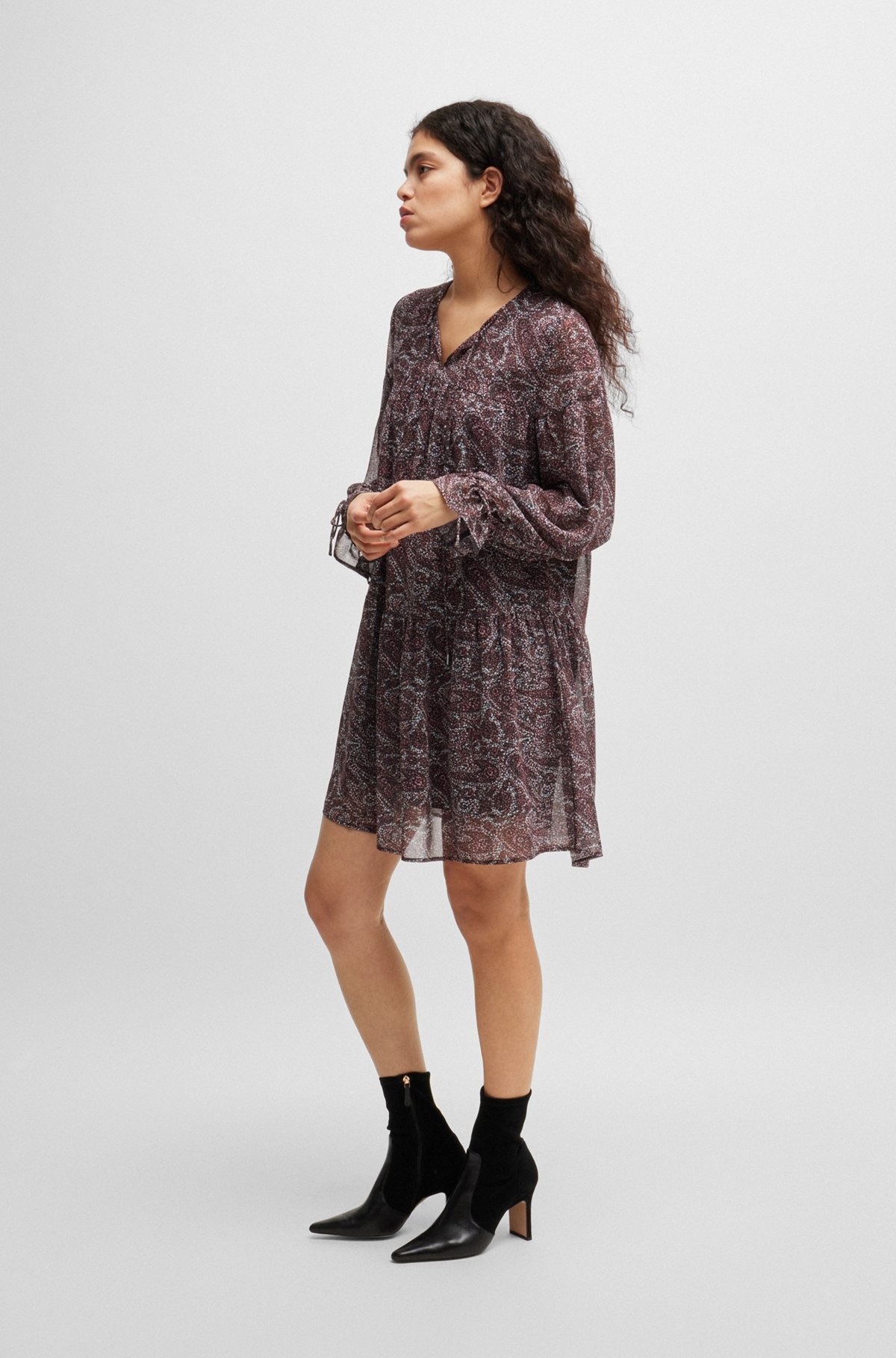 PAISLEY-PRINT DRESS WITH TIE DETAILS - 3