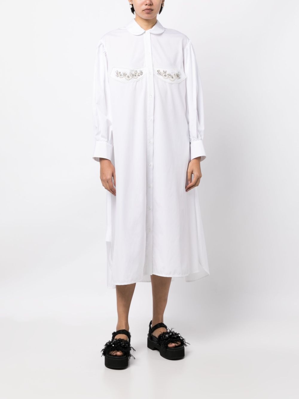 crystal-embellished cotton shirtdress - 2