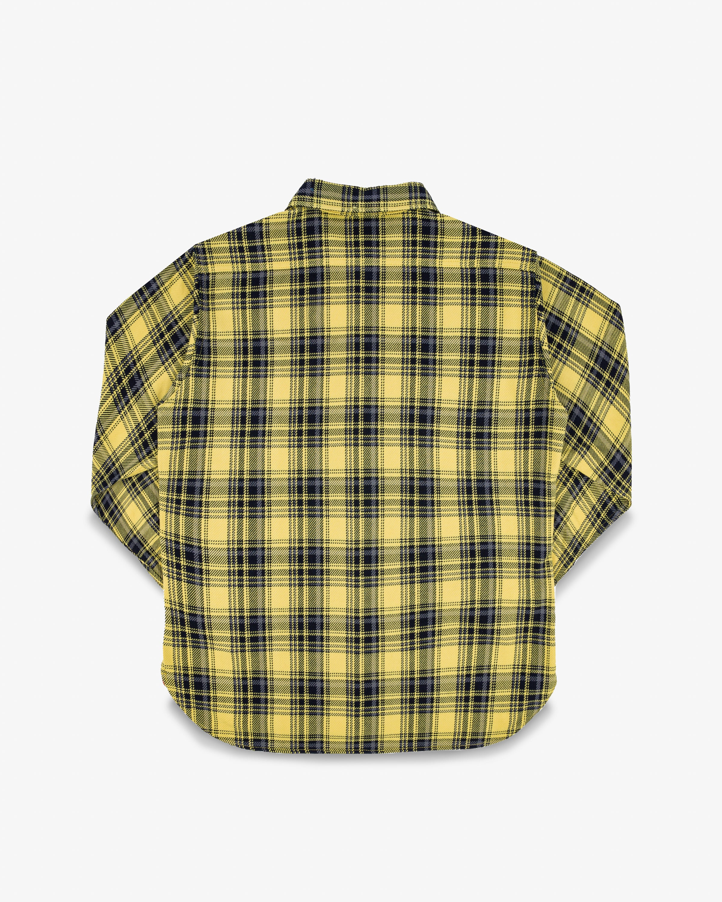 IHSH-412-YEL 9oz Selvedge Indigo Check Flannel Work Shirt - Yellow - 3