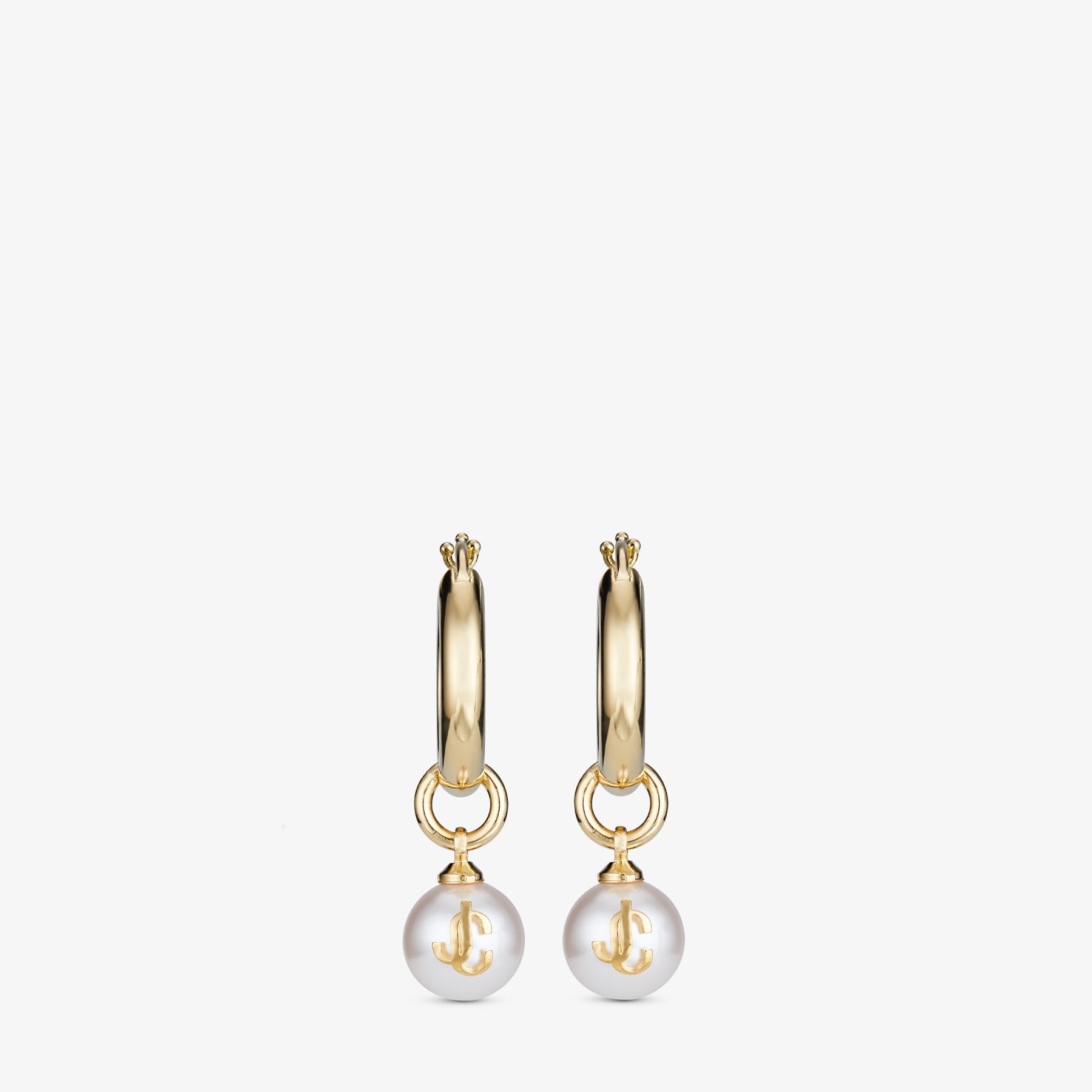 JIMMY CHOO Pearl Hoops Gold-Finish Metal and Pearl Hoop Earrings