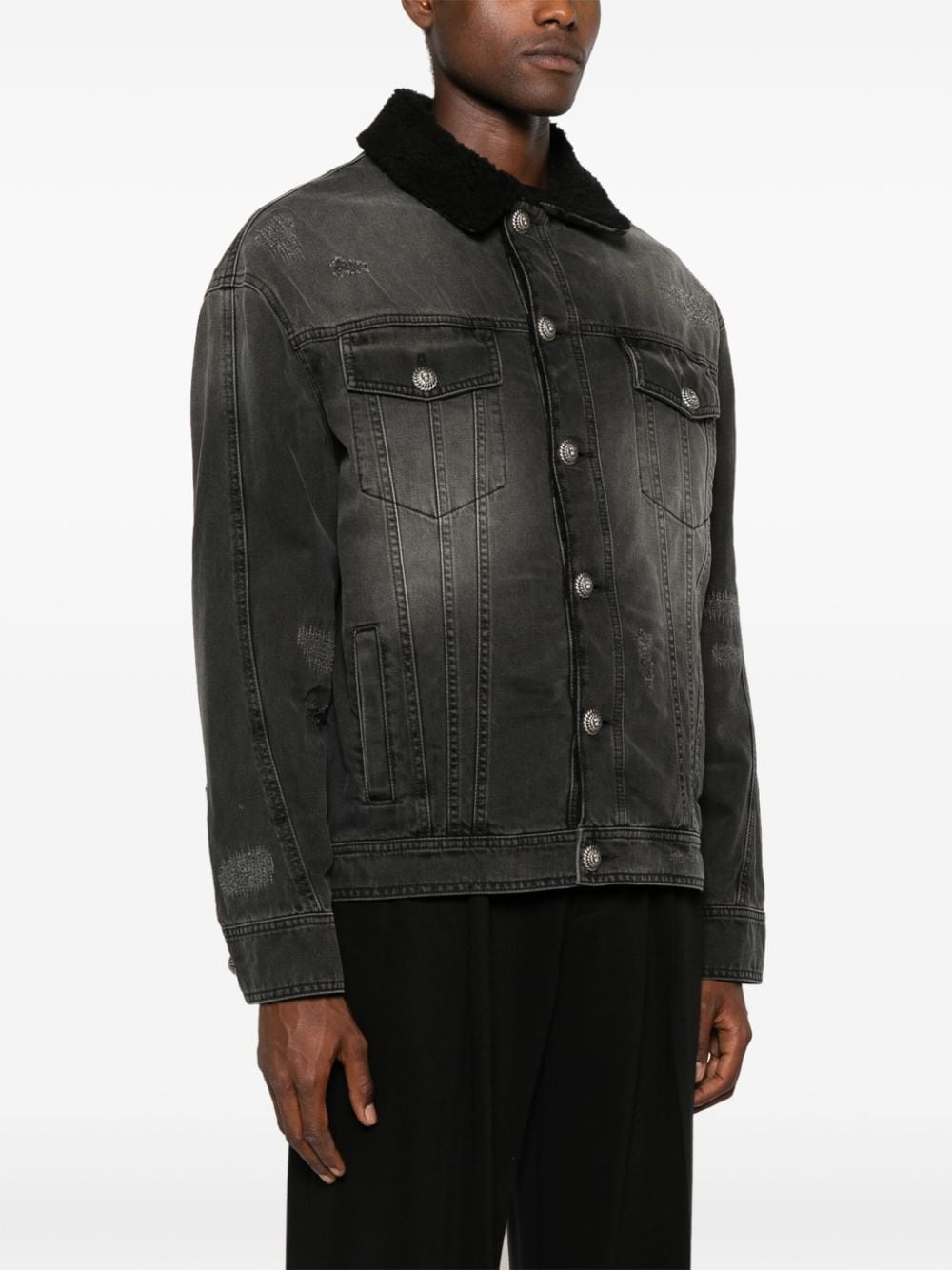 shearling-lining denim jacket - 3