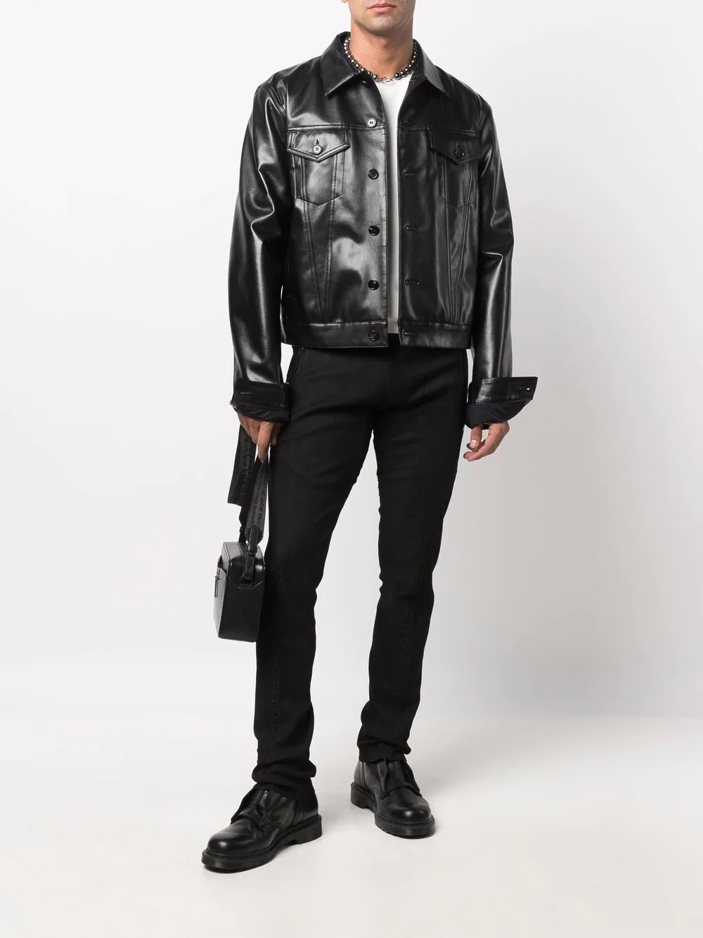 slim-cut lambskin trousers - 2