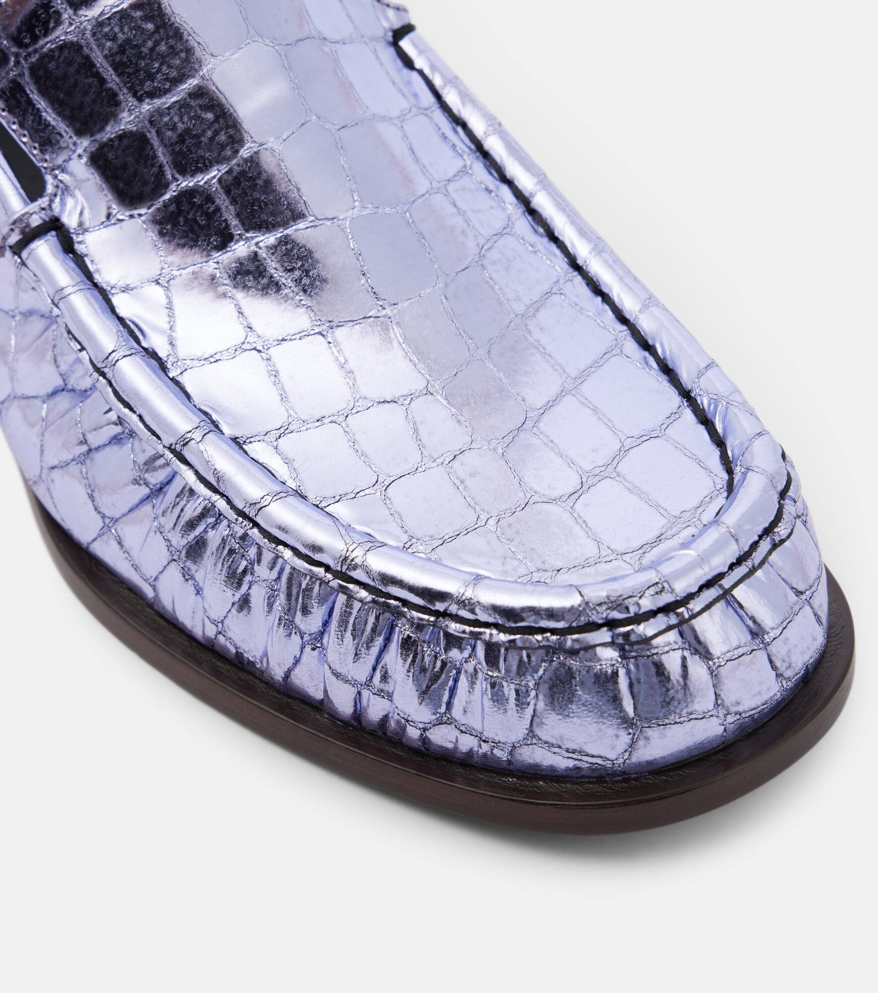 Croc-effect leather loafers - 5