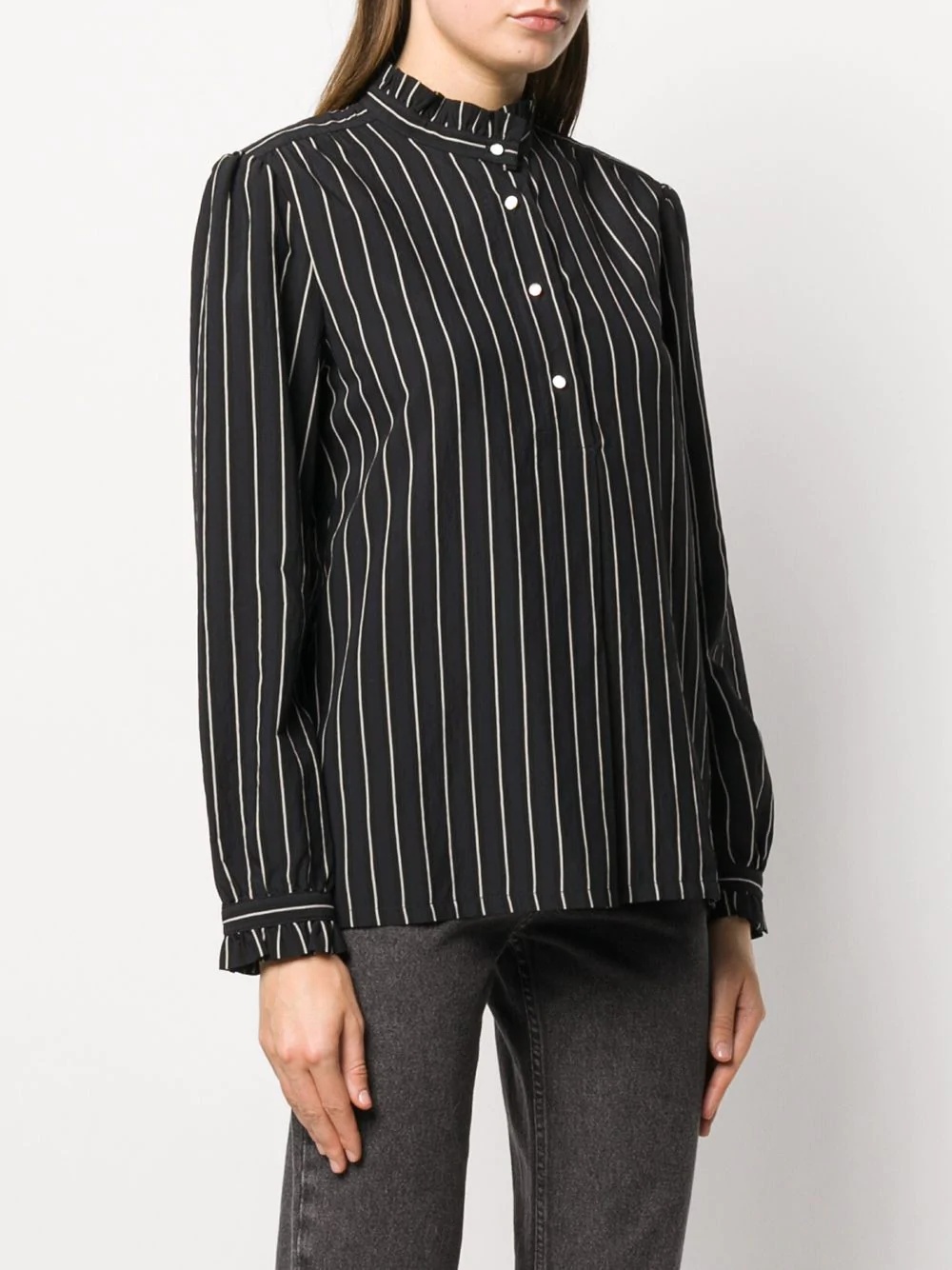 pinstripe ruffle shirt - 3