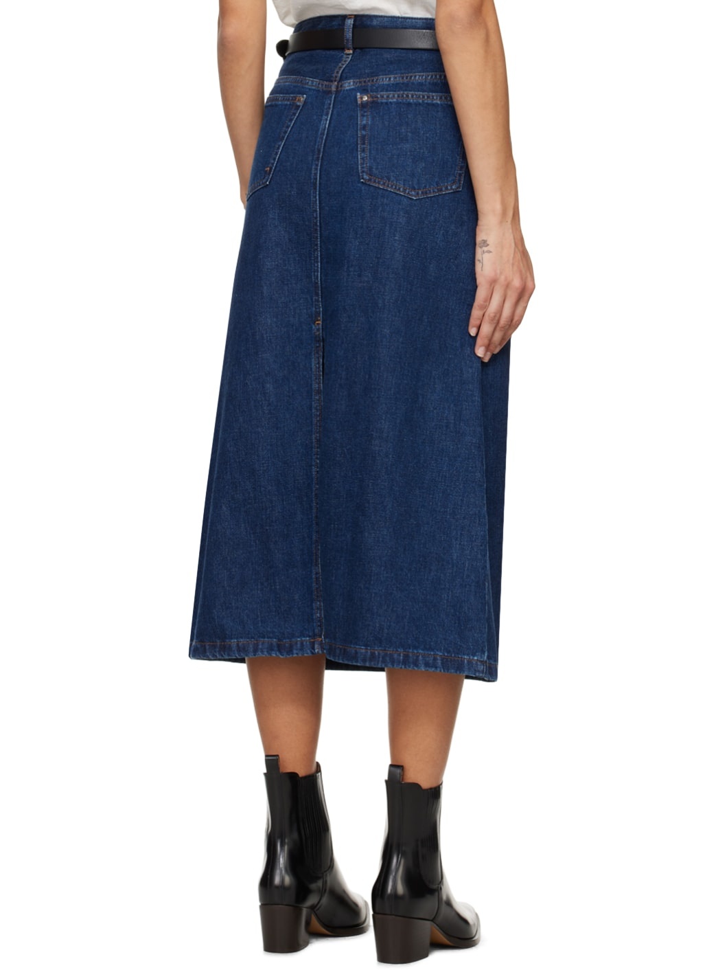 Indigo Redwood Denim Midi Skirt - 3