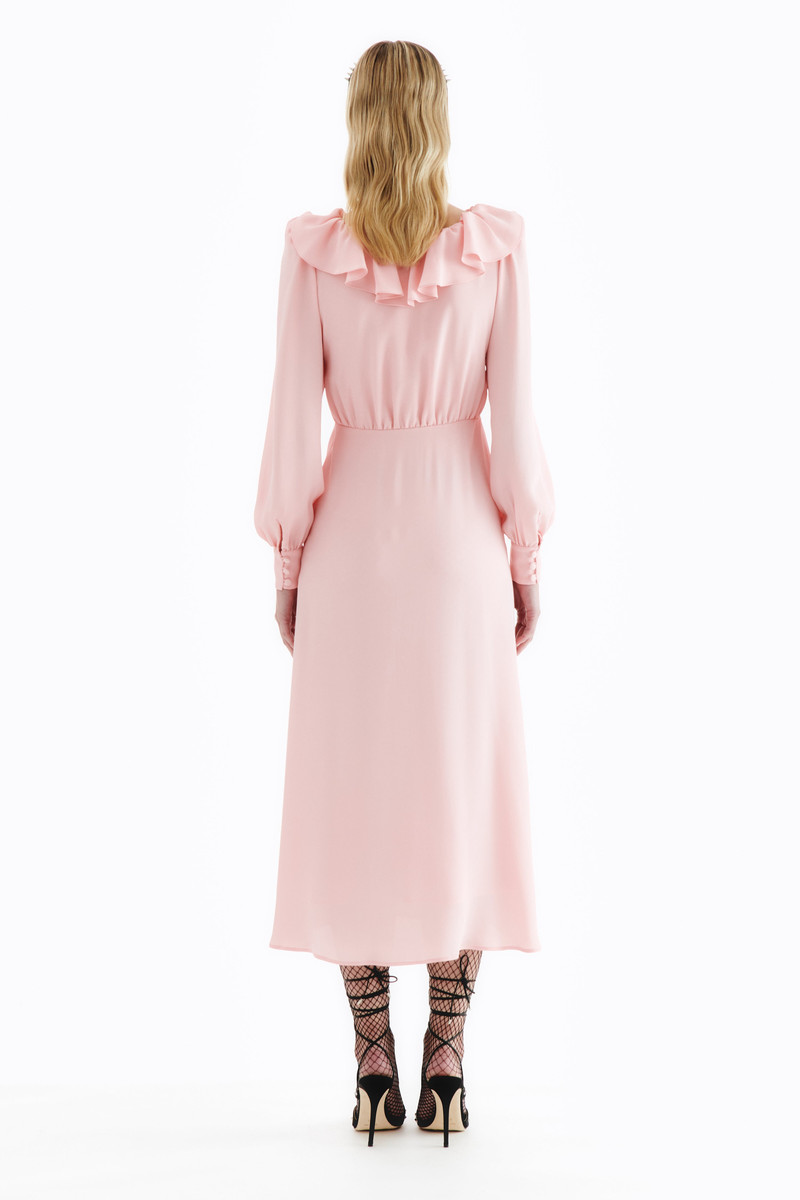 SILK BLEND DRESS WITH VOLANT COLLAR 4