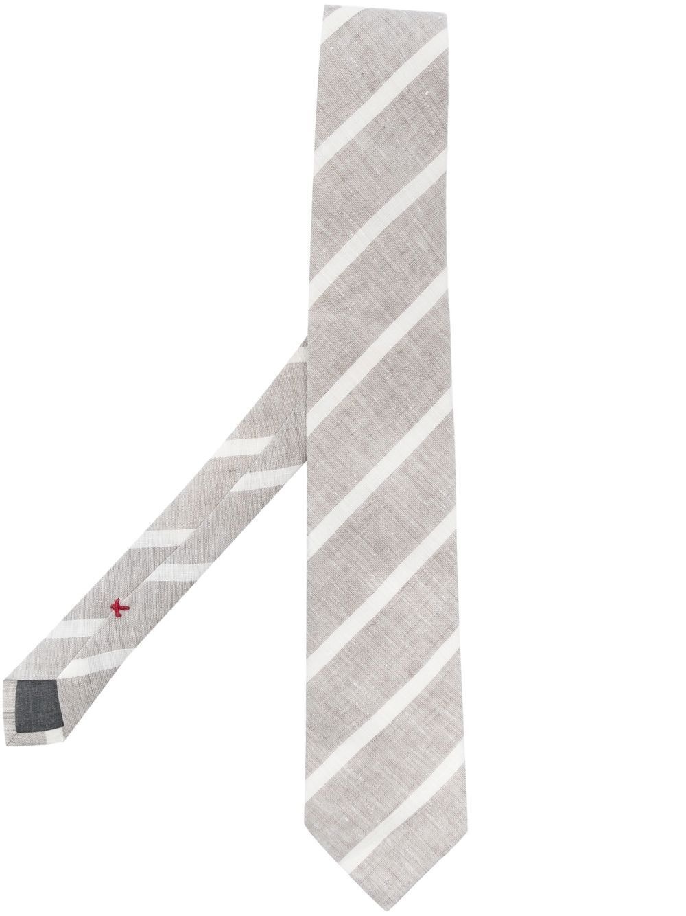 diagonal-stripe linen tie - 1