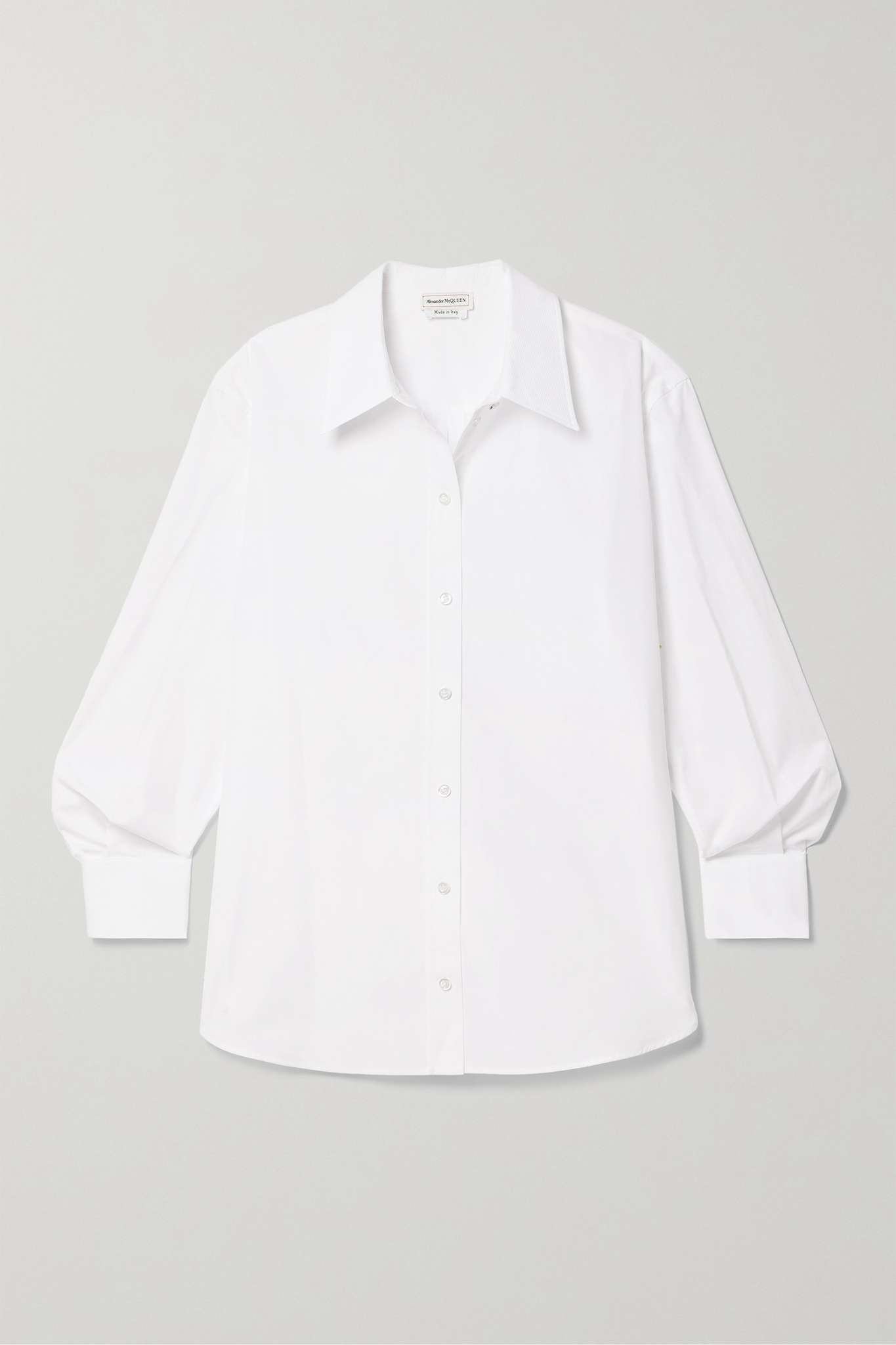 Piqué-trimmed cotton-poplin shirt - 1