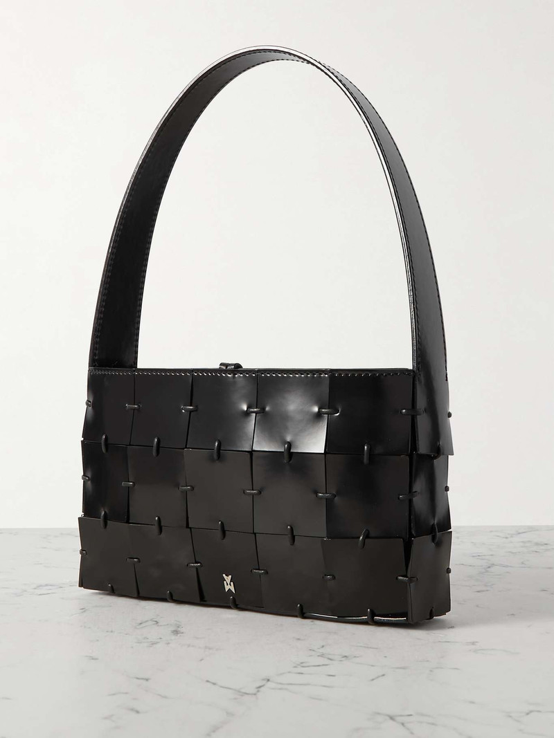 Mina woven patent-leather shoulder bag 3
