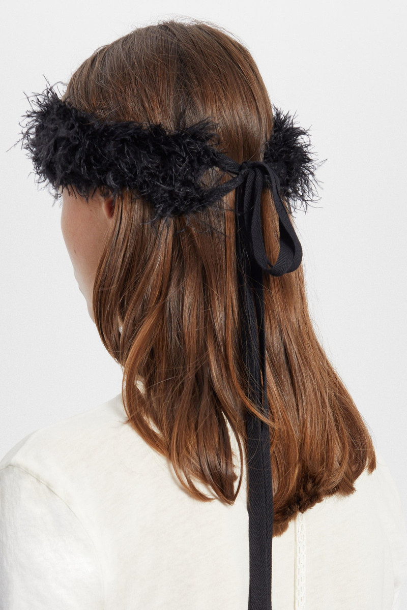 Feathered Knit Headband with Crochet Roses 1