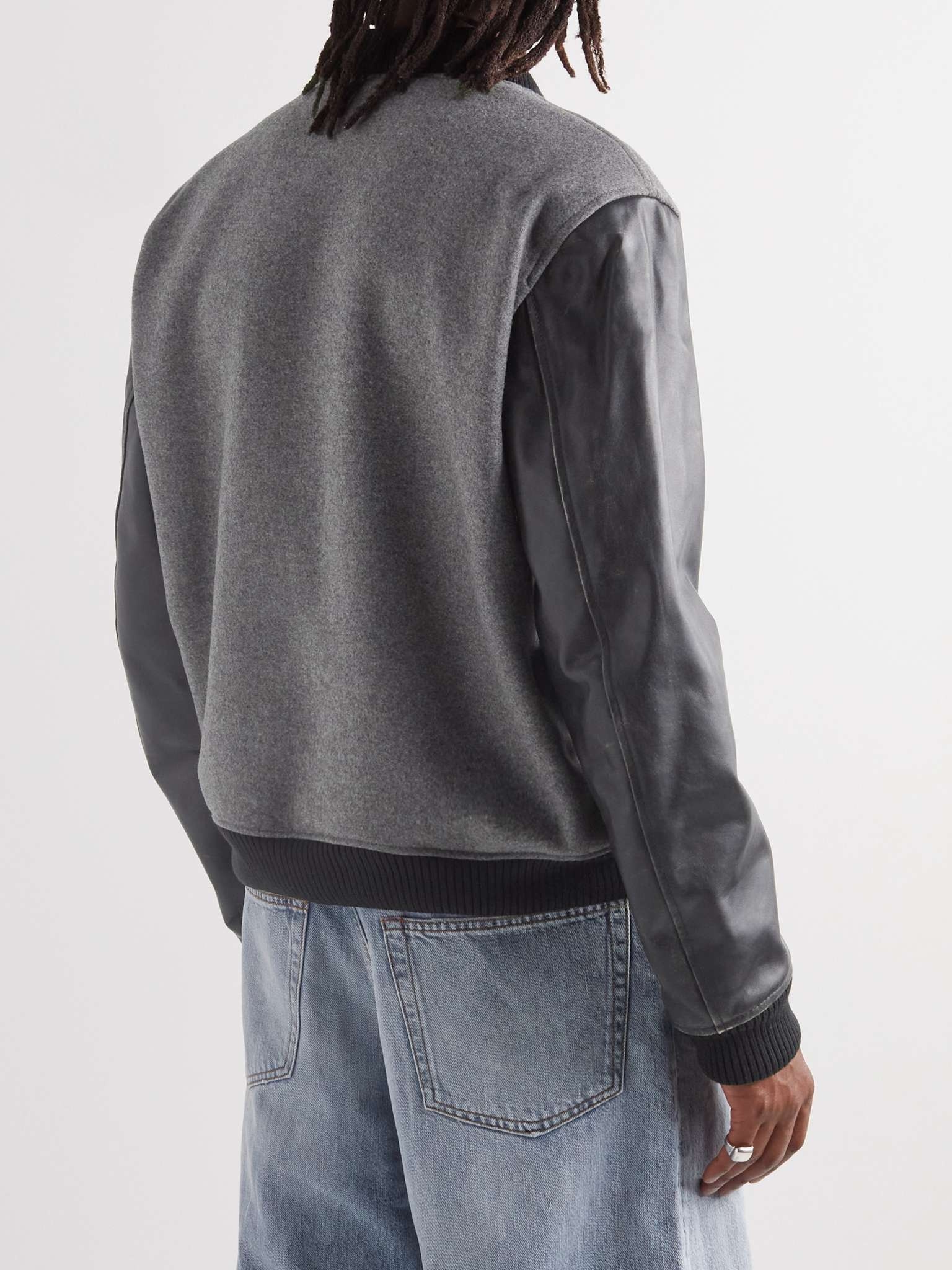Appliquéd Wool-Blend and Leather Varsity Jacket - 4