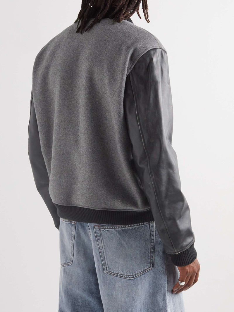 Appliquéd Wool-Blend and Leather Varsity Jacket 4