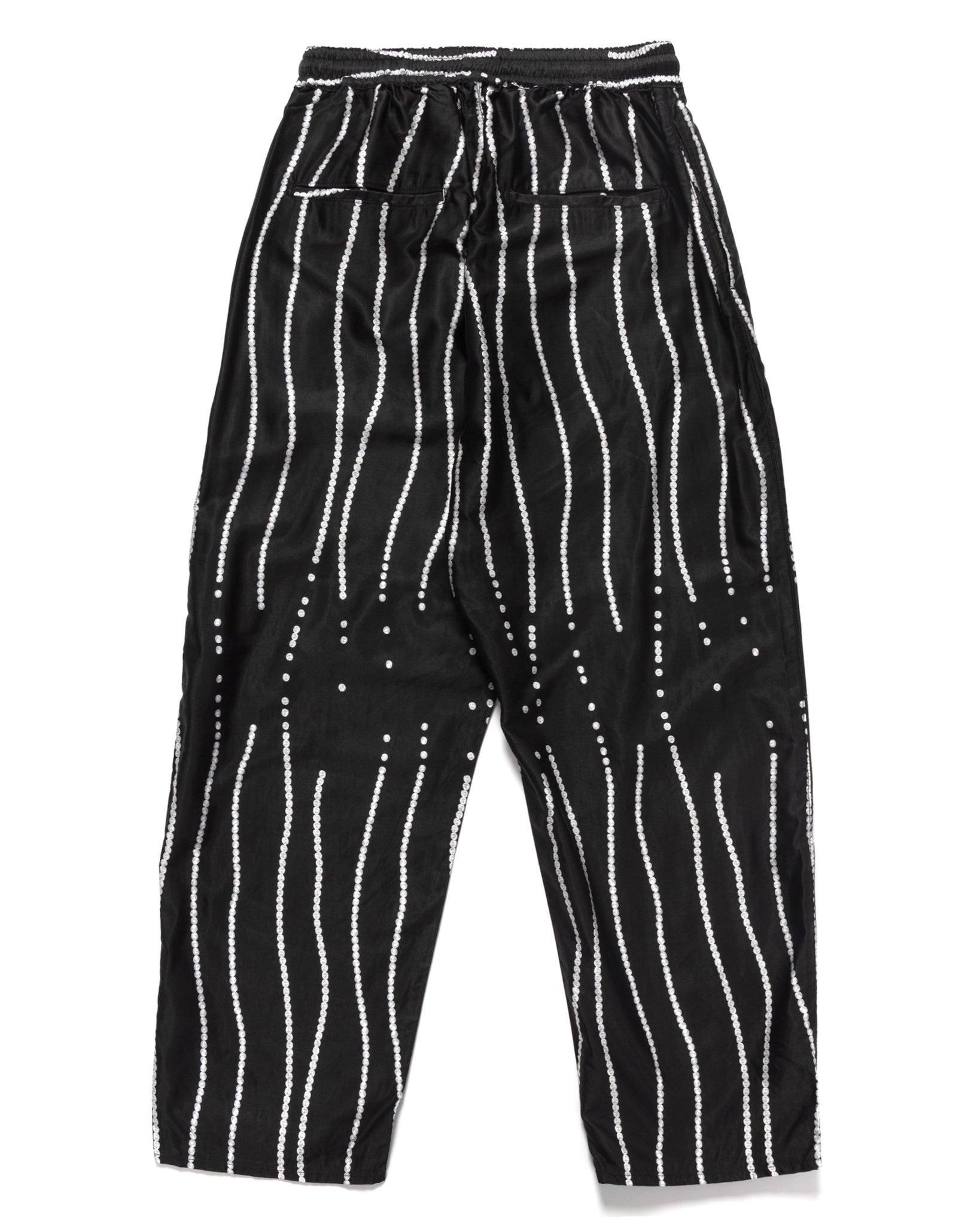 COTTON RAYON PEARL-DRUNK-STRIPE EASY PANTS BLACK - 5