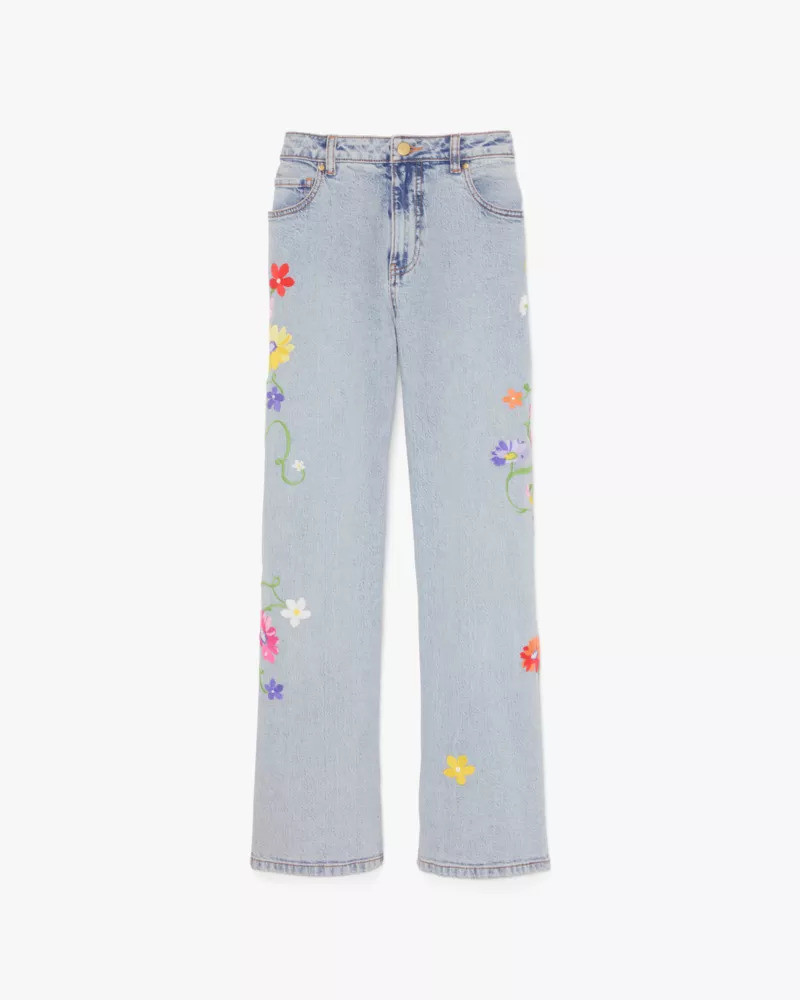 Floral Embroidered Jeans 1
