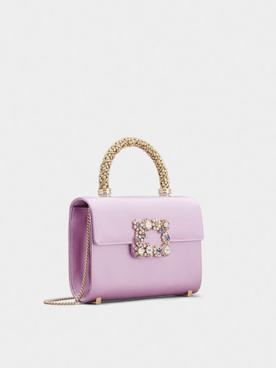 Roger Vivier Jewel Mini Flower Strass Colored Buckle Clutch Bag in Satin outlook