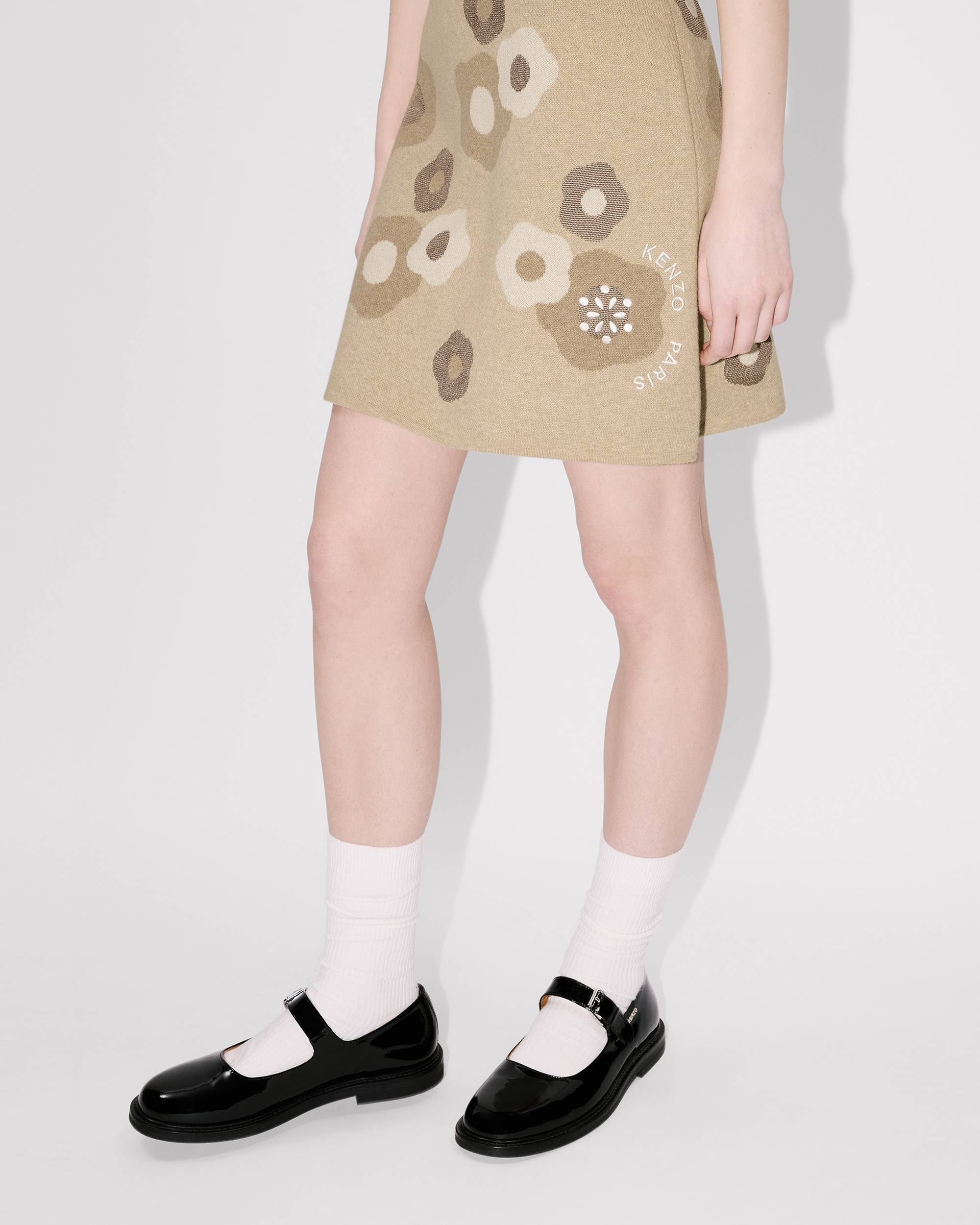 'Hana Dots' embroidered mini skirt in mixed cotton wool - 6